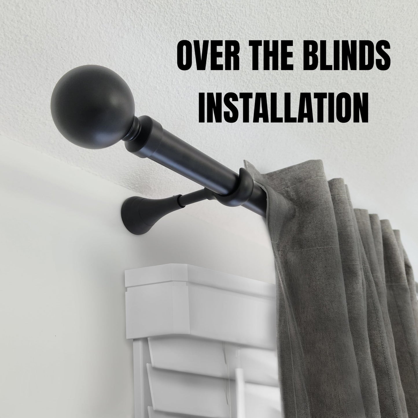 Heavy Duty Curtain Rod Brackets for Wall, 6 inch Curtain Rod Brackets, Extra Long Holder for Heavy Curtains, for 3/4 to 1 inch Rods, 4 pcs Extended Wall Mount Holders, Set of Four, Black