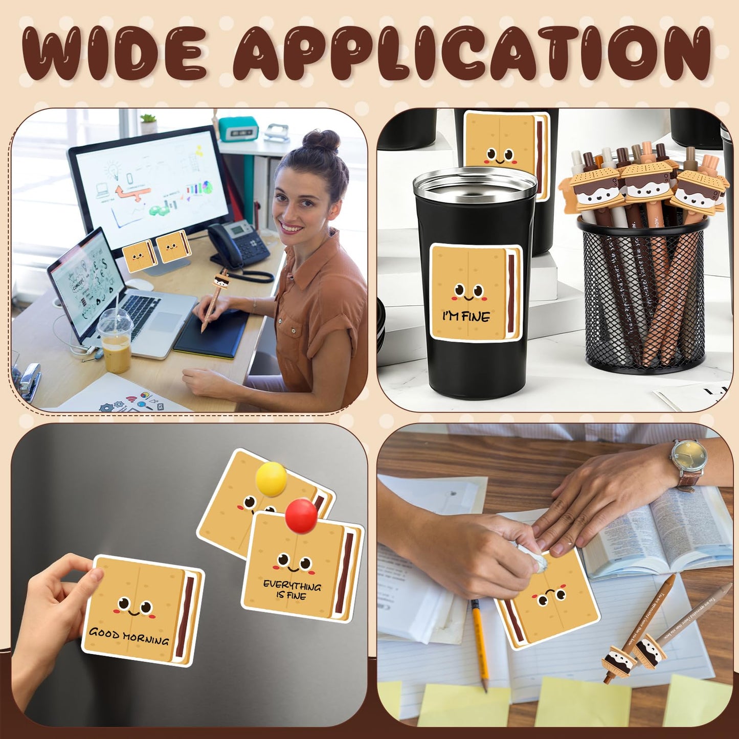 Eaasty 50 Set End of Year Teacher Gift Smore Pen Gifts Bulk Employee Coworker Appreciation Gifts Funny Marshmallow Pens Sticky Notes Thank You Note Pads for Graduation Team Office Supplies