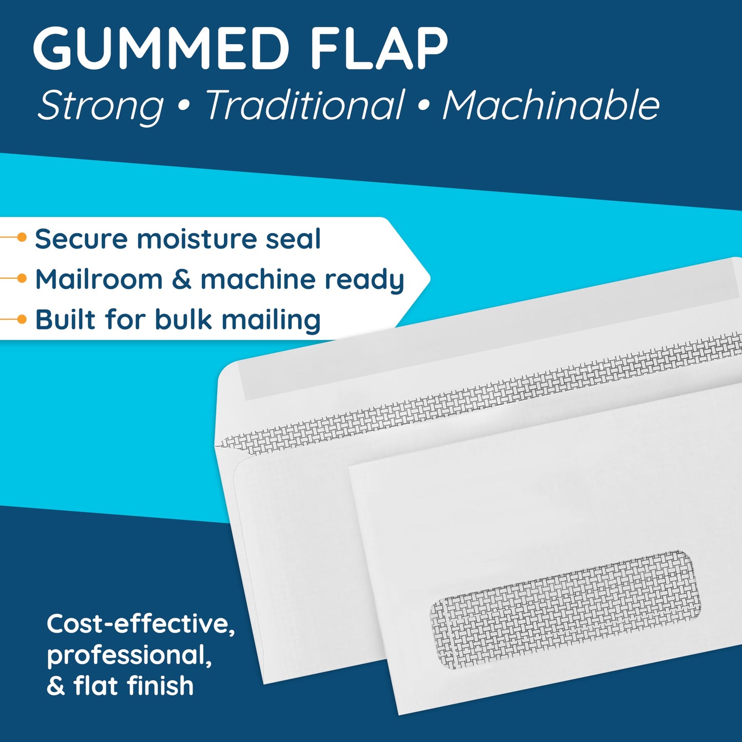 500#9 Single Window Security Envelopes, Thick Gummed Seal, Designed for Secure Mailing of Payroll Checks, QuickBooks Invoices, Return Mail, and Business Statements - 3 7/8 x 8 7/8