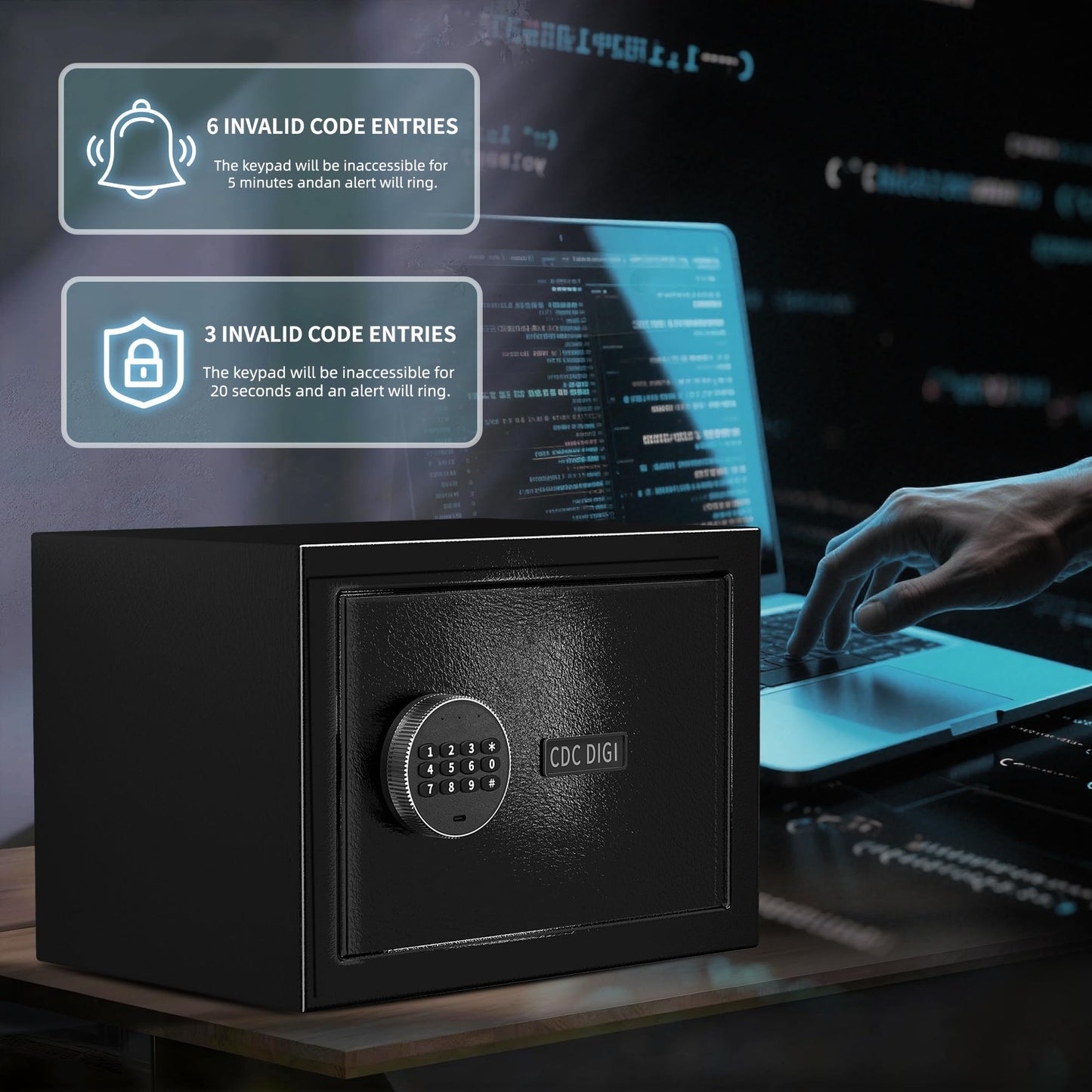 Safe,0.8 Cubic Feet Safe Box,Anti-Theft Digital Security Lock Box with Electronic Keypad and Key, Fire Proof Safes for Home Documents Firearm Medicine Money Valuables,13.8"W x 9.8"D x 9.8"H