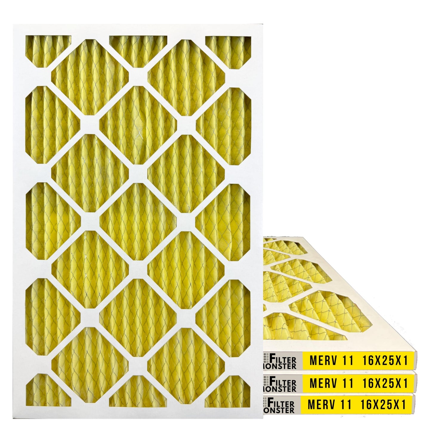 Filter-Monster 16x25x1 Enhanced Defense MERV 11 Pleated HVAC Air Conditioner Furnace Replacement Air Filter, 4-Pack (Actual Filter Dimensions 15.5 x 24.5 x .75 inches)