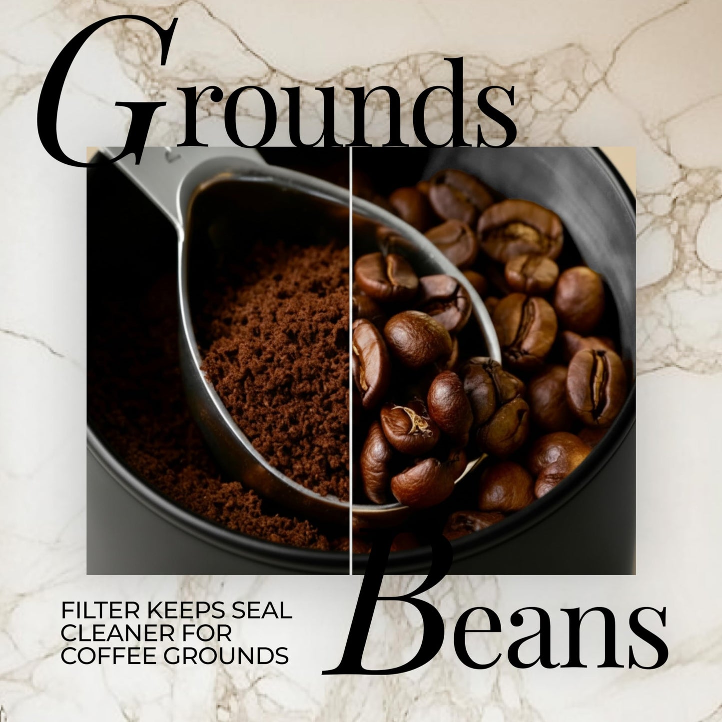 STYLED SETTINGS Coffee Storage Container - Airtight Vacuum Coffee Canister with Scoop and Label - Matte Black Canister Holds 1lb Beans or Grounds, Dual-Lid Freshness System - Perfect for Gifting