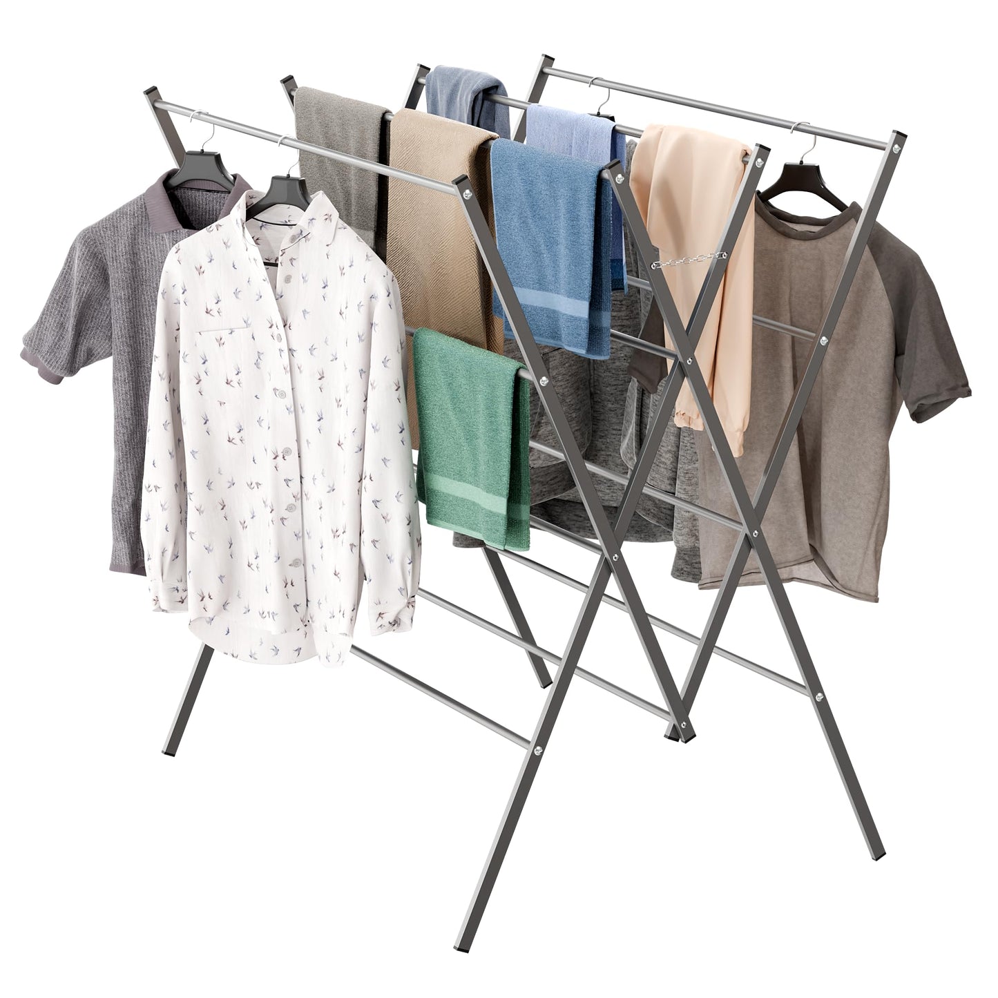 Whitmor Drying Rack Clothing,Large 12 Drying Poles Clothes Drying Rack,Foldable Portable Laundry Drying Rack for Air Drying Clothing,Towel,Delicate Eac for Indoor & Outdoor