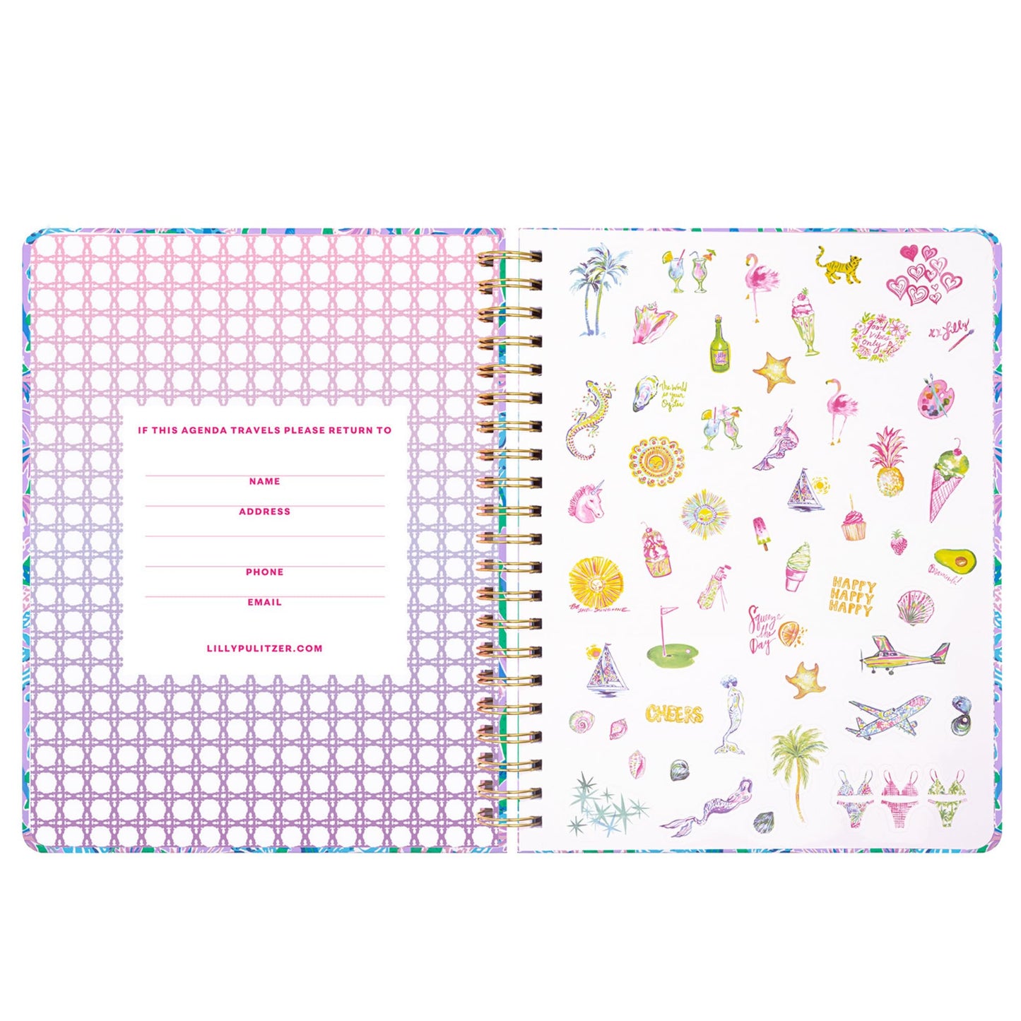 Lilly Pulitzer 11.25" x 9.25" 12 Month Teacher Planner with Stickers, Pocket, and Pages for Notes, Contacts, Passwords, Monthly & Weekly Spreads, Hardcover, Secret Escape