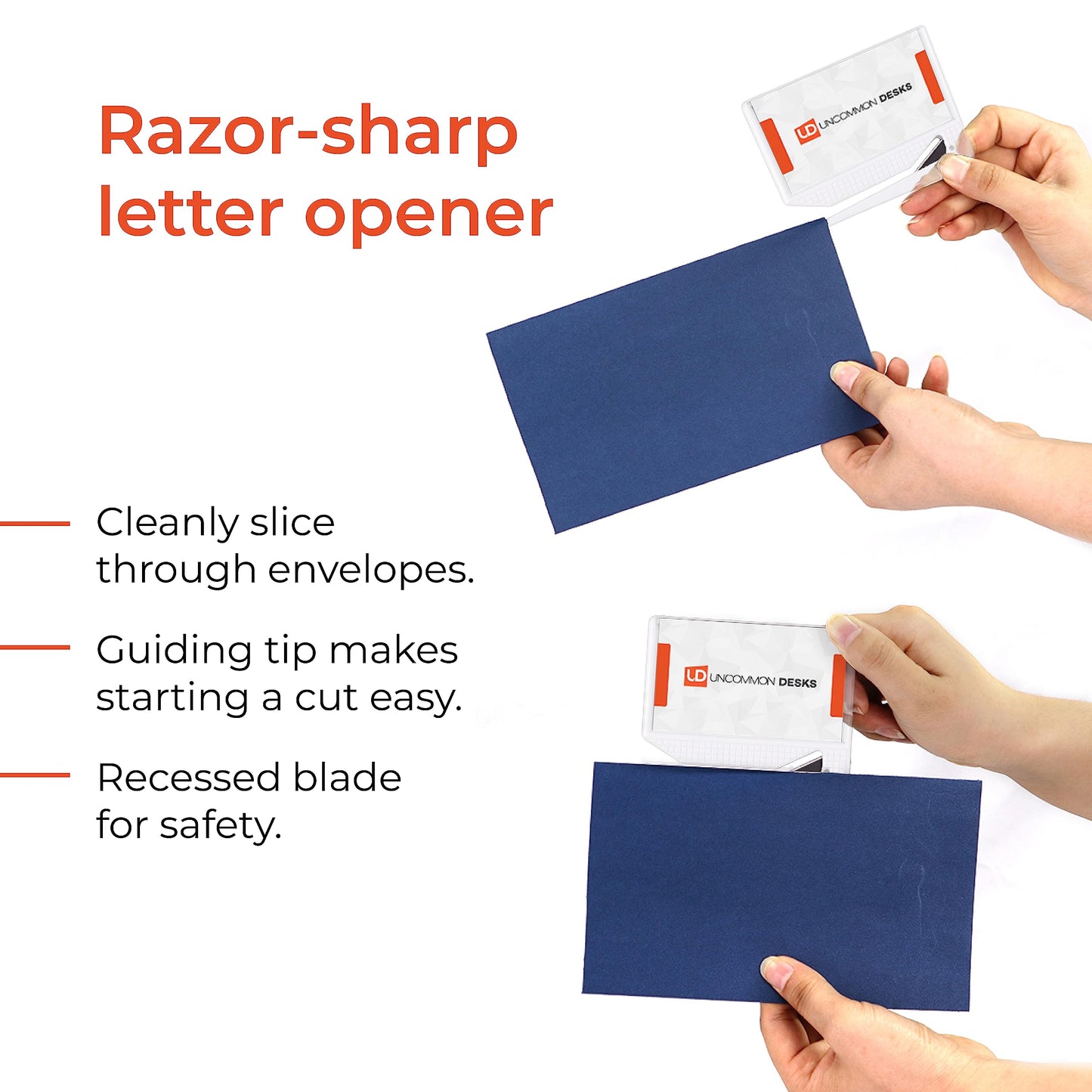 Uncommon Desks Business Card Letter Openers - (25 Pack) (Clear) Professional Letter Openers with Business Card Insert, Perfect Promotional Item for Business