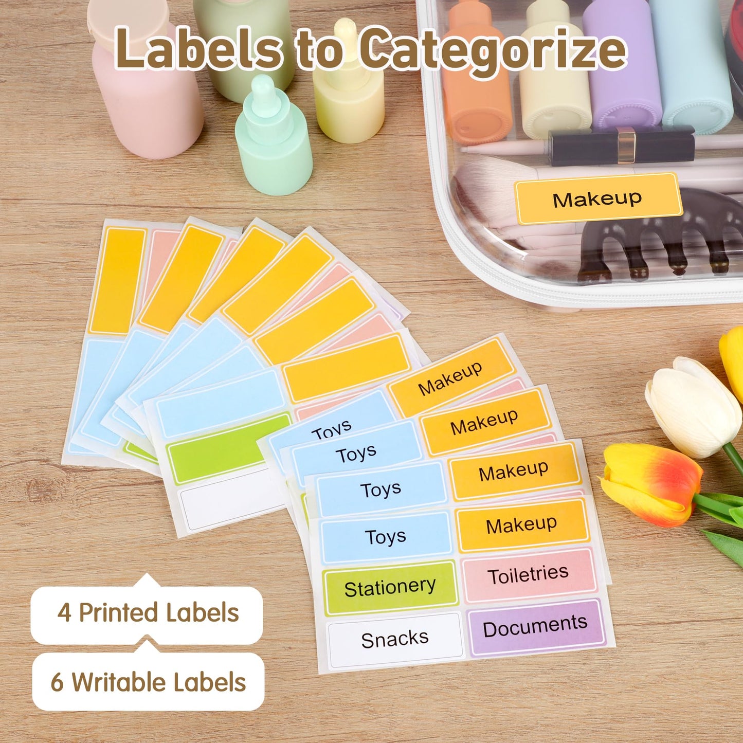 OrgEase 3 Pack Extra Large Clear Hard Shell Zipper Case with Labels, Travel Toiletry Pouch Makeup Organizer, Clear Diaper Bag, Hard Plastic Storage Bins for Board Game Toy Puzzle Stationery, White
