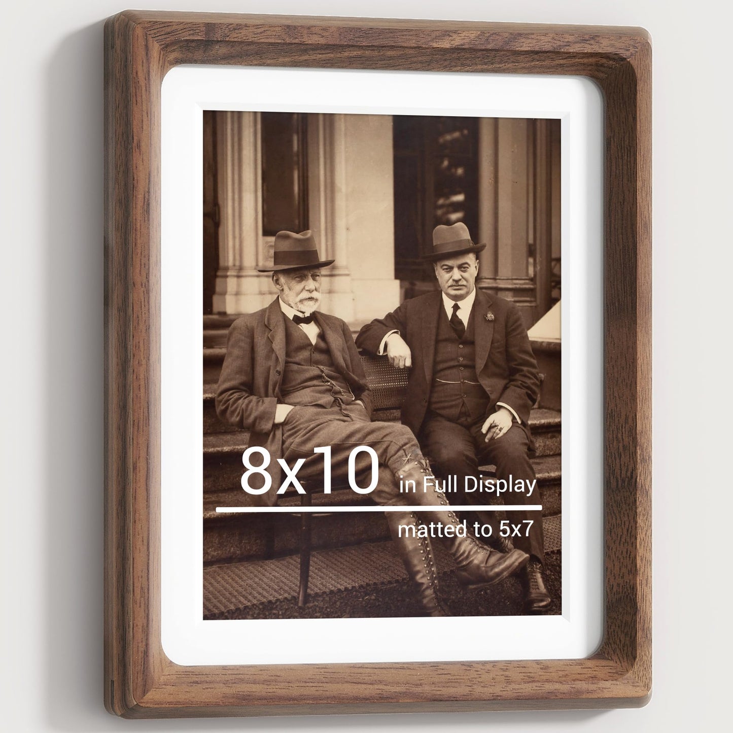 Heimlove 8x10 Picture Frames Natural Walnut,Original Wood Hand Make Crafted Photo Frame with Mat to 5x7 Graduation Picture Display,Family Picture,Wedding Picture Tabletop & Wall Decoration