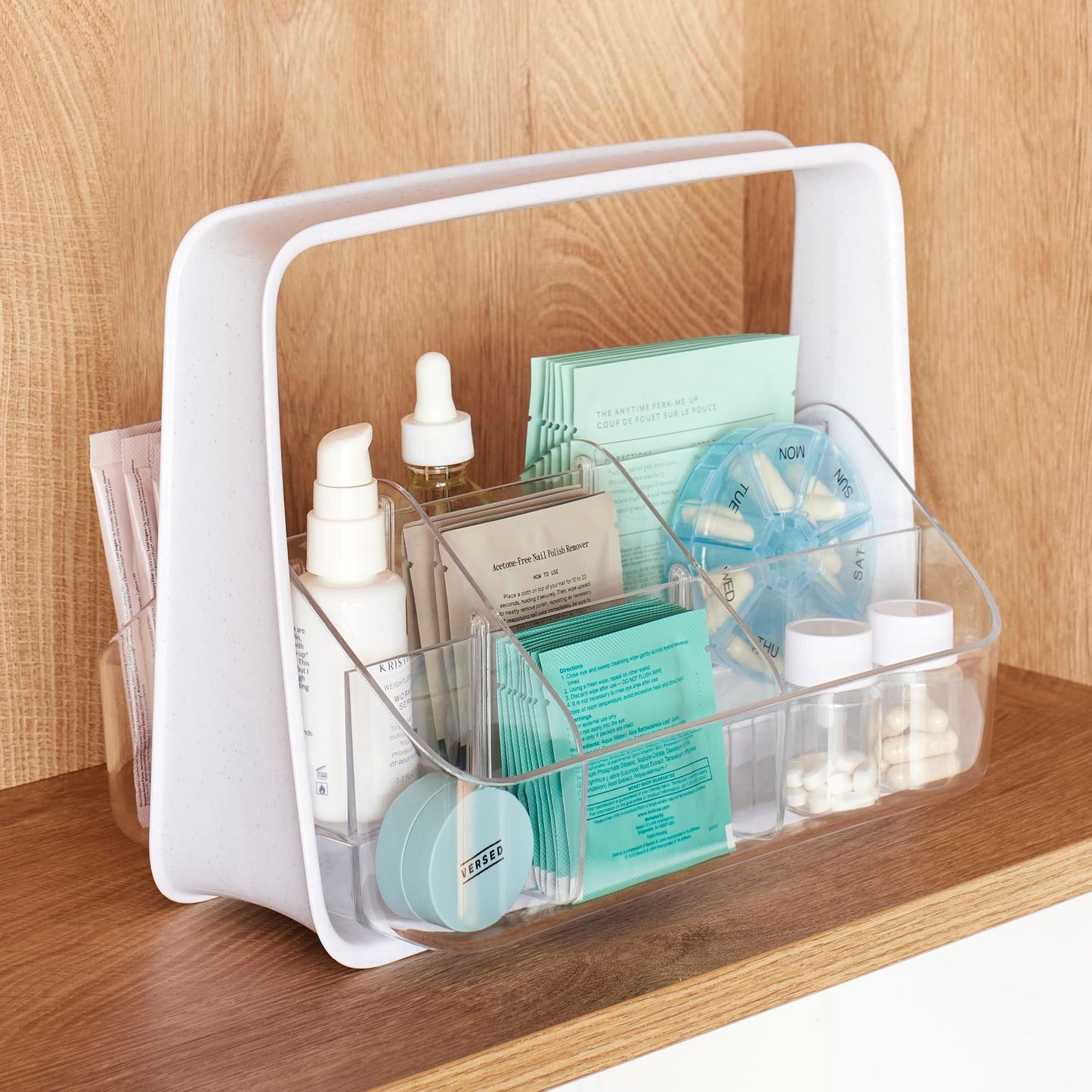 YouCopia SipStation Hydration Caddy, Hydration Packet Storage, Adjustable Electrolyte Powder Organizer, Speckled White