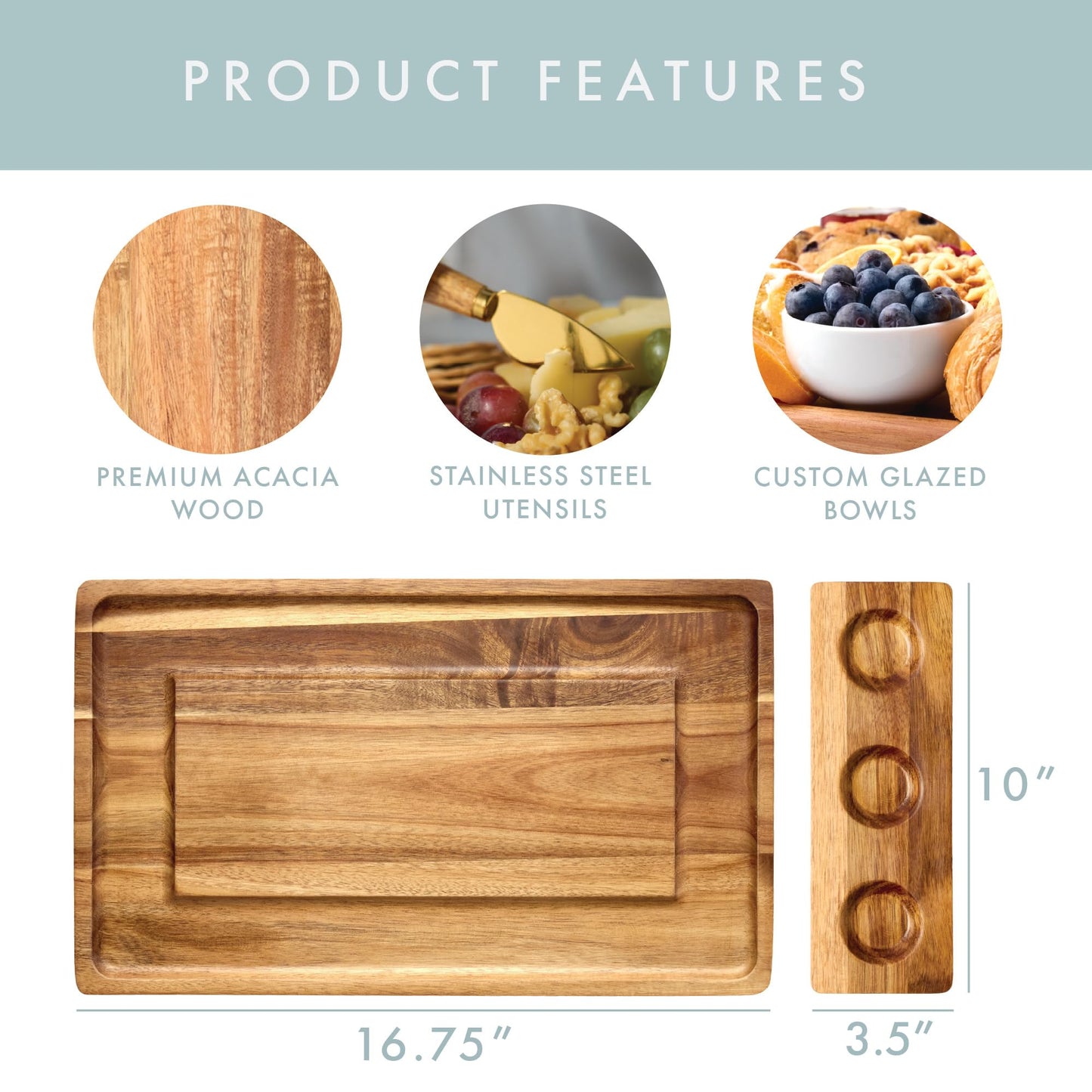 Grazerie Charcuterie Boards Set - Acacia Cheese Board for Serving with Accessories - House Warming Gifts for New Home, Bridal Shower & Wedding Gift, Birthday Gifts for Women