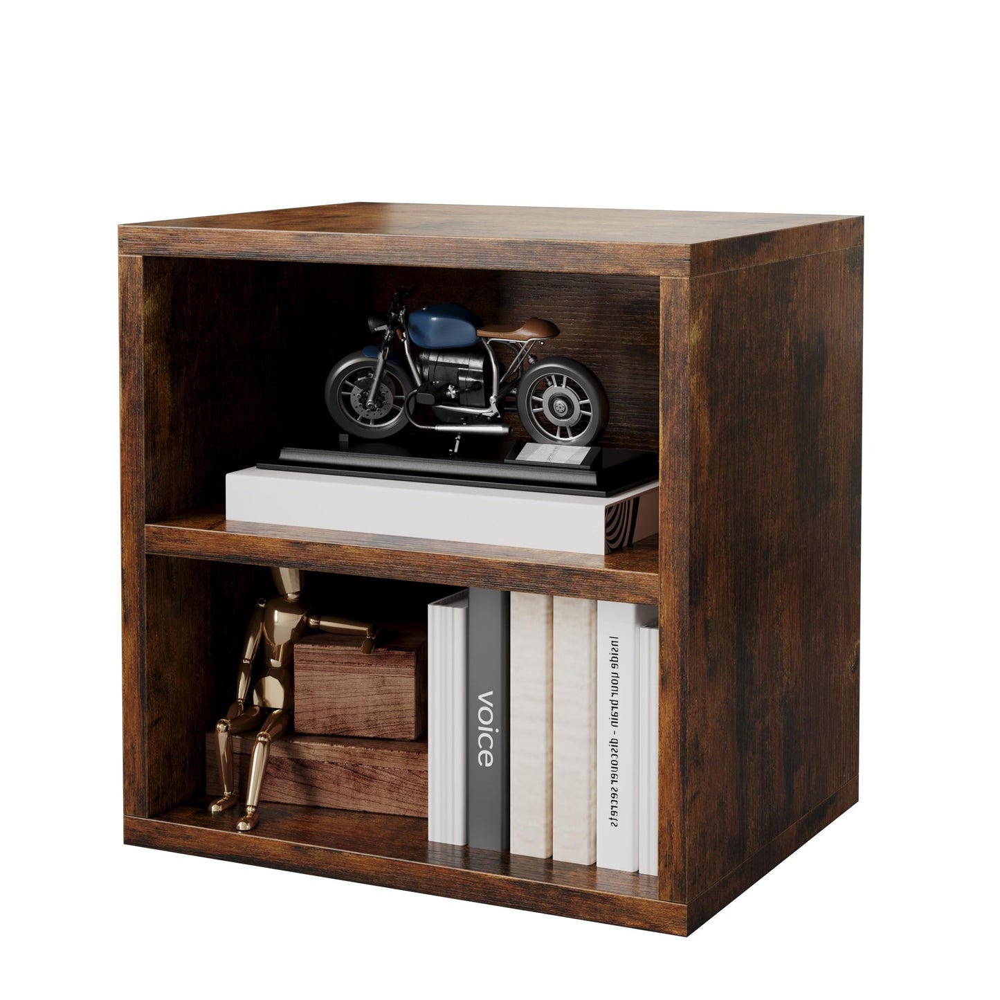 FUSUNBAO Magic DIY Storage Organizer - Stackable Cubes for Home Books, Clothes, Toys-Modular Cubby Storage System-Office Cubical-Bookcase Closet (Antique Brown, 1 Layer Cube)