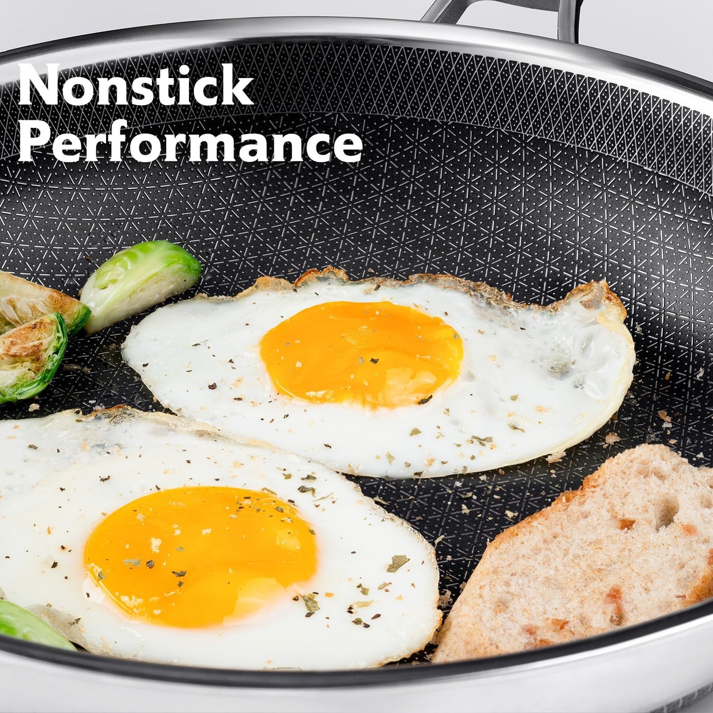 SNOWCLAD Frying Pan, 10 Inch Hybrid Non Stick Stainless Steel Skillets, Dishwasher Induction Oven Broiler Safe, Non Toxic Chef's Pan, PFOA Free Cookware