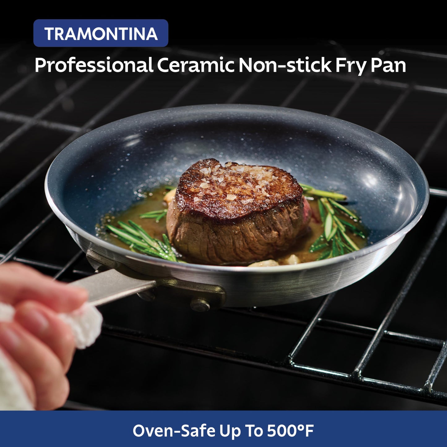 Tramontina Professional 8-Inch Ceramic Non Stick Small Frying Pan, Heavy-Gauge Aluminum Skillet with Ceramic Nonstick Coating, Dishwasher and Oven Safe, Black