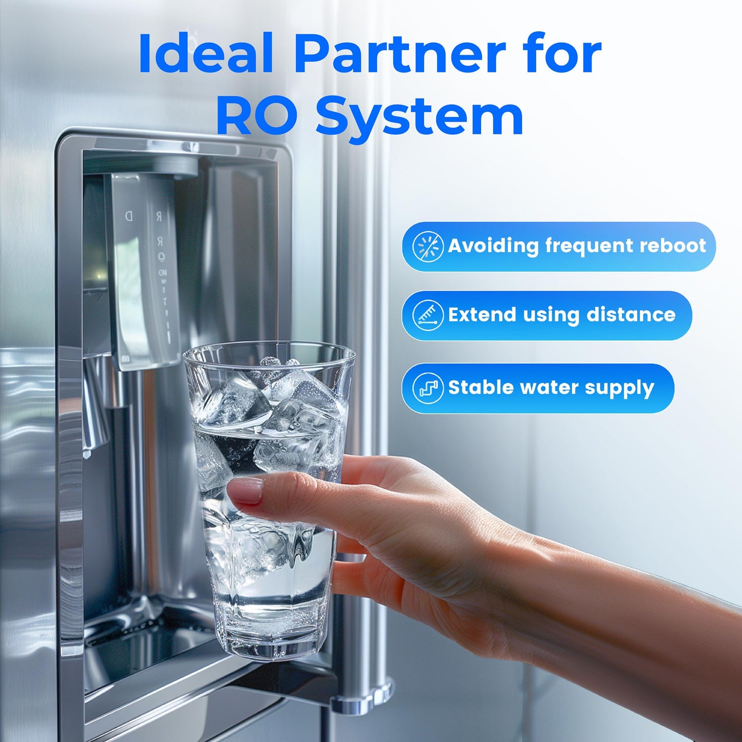 Waterdrop XT Small Water Pressure Tank, RO Pressure Tank for Waterdrop X/G3/G5 Series RO System to Connect the Refrigerator or Ice Maker, Fits 𝟑/𝟖" Water Tubing, BPA-Free, Built-in Diverter Valve