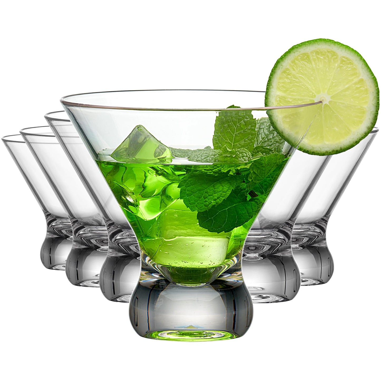 Amazing Abby - Olivia - 10-Ounce Plastic Stemless Martini Glasses (Set of 6), Reusable Cocktail Glasses, BPA-Free, Shatter-Proof, Dishwasher-Safe, Perfect for Poolside, Outdoors, Camping, and More