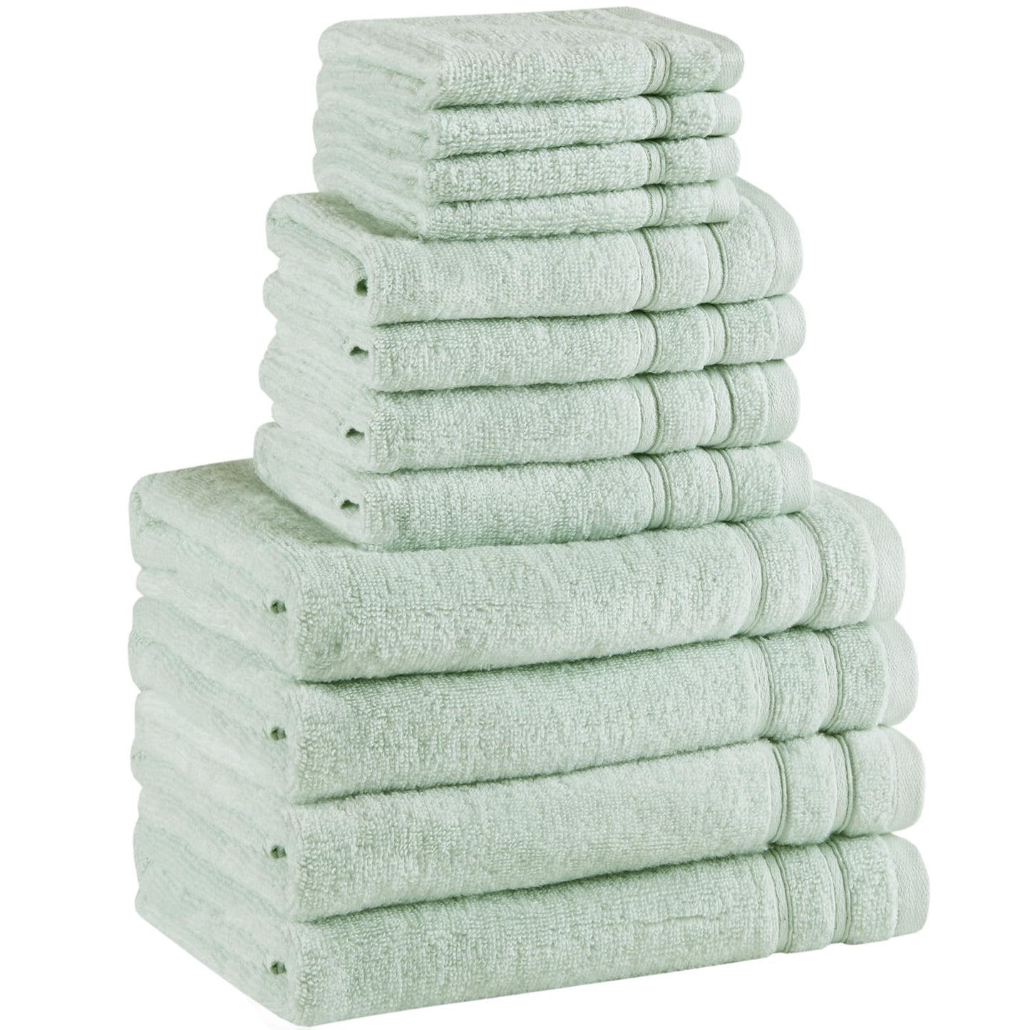 Comfort Spaces Luxury Bath Towel Set of 12 - 4 Large, 4 Hand, 4 Washcloths, 100% Cotton Quick Dry, Zero Twist, Soft Lightweight, Seafoam Green
