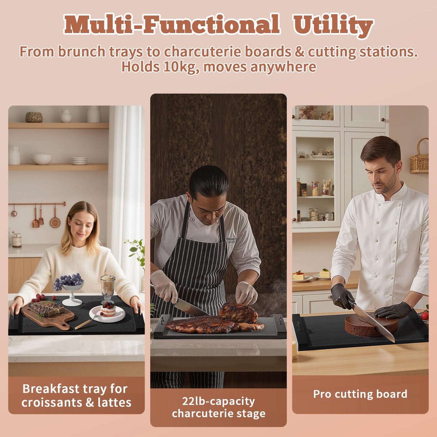 TIRYIUOU Gas Stove Top Cover: Wooden 30 * 22 Inches Electric Stovetop Covers, Noodle Board with Handles, Wood RV Cutting Board for Kitchen Counter (Black)