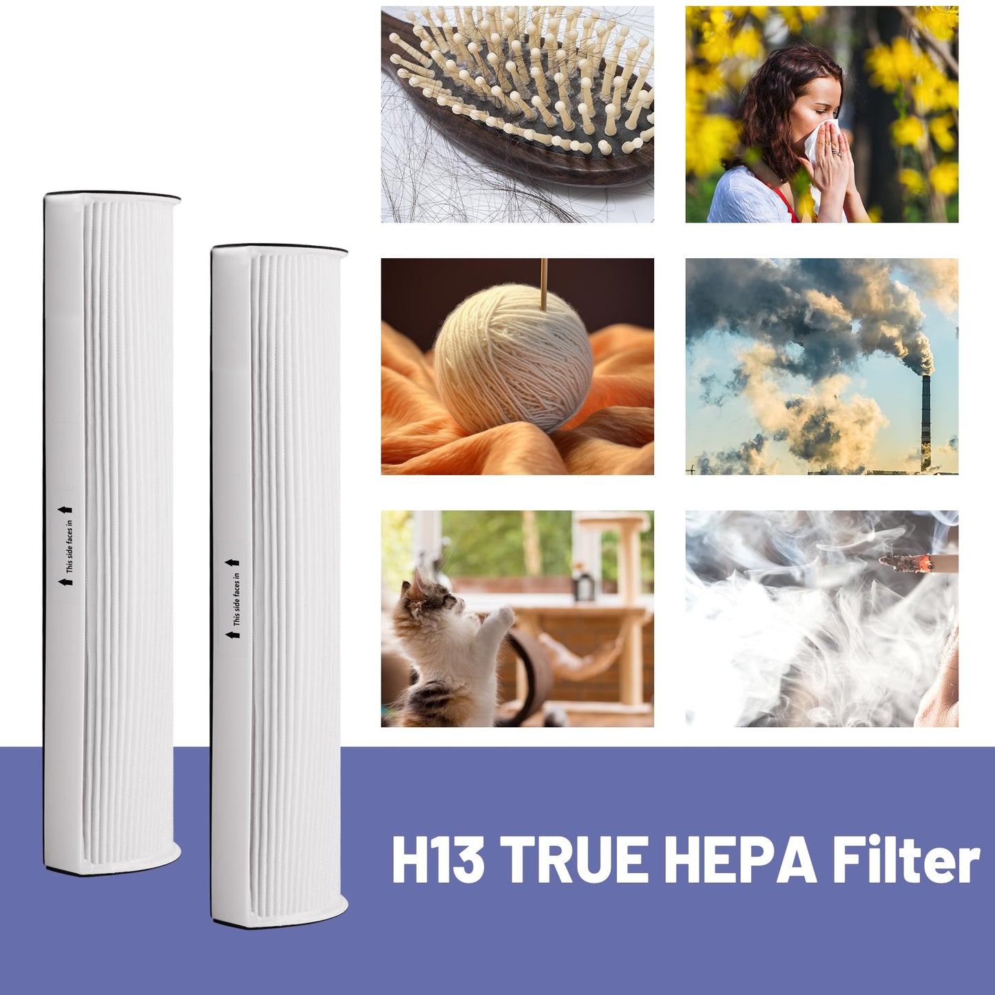 Popurure TPP240F Replacement Filter Compatible with Therapure TPP240 TPP230 Air Purifier, Compared to part TPP240F, with 2 True HEPA (H13) Activated Carbon Filter