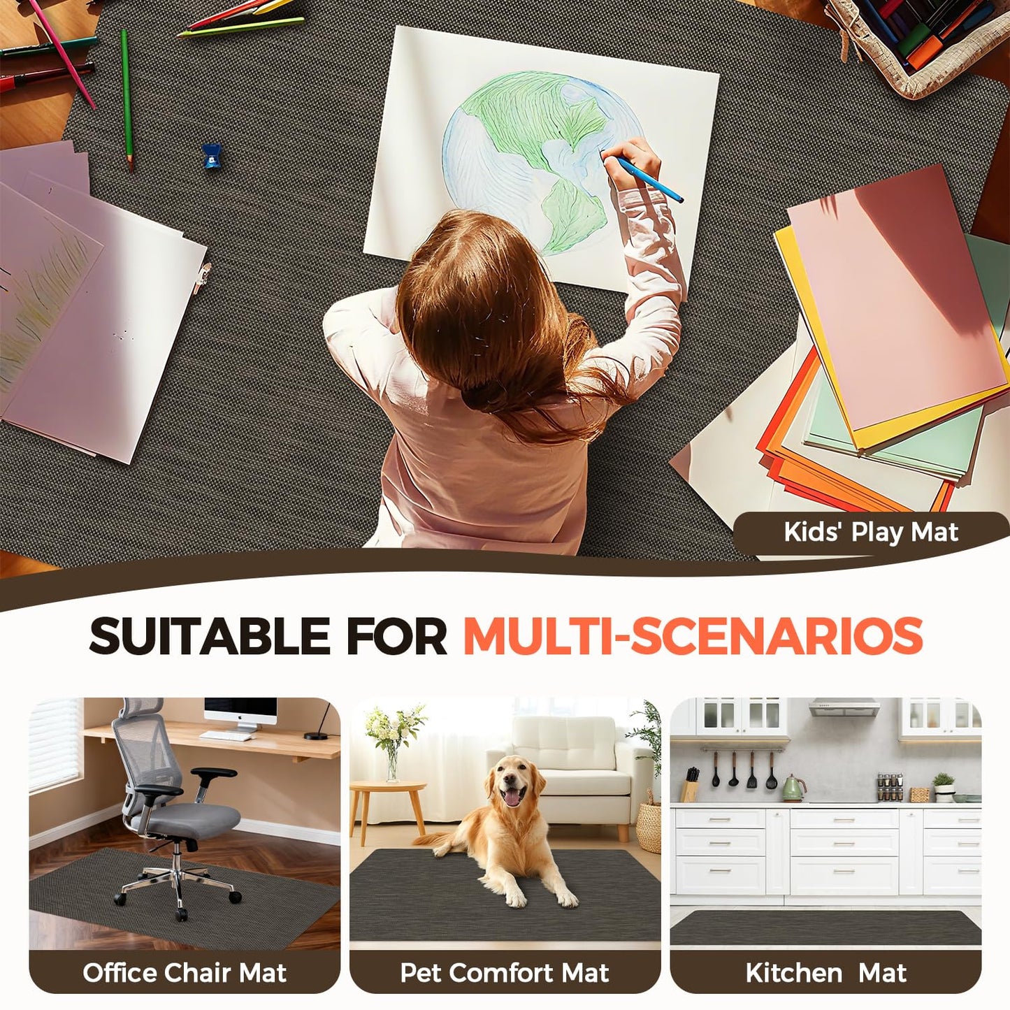 BAGAIL Office Chair Mat for Hardwood Floor, 35"x47" Heavy Duty Computer Chair Mat - Fast Flat & Smooth Glide - Non-Slip Desk Chair Floor Protector for Home Office - Dark Brown