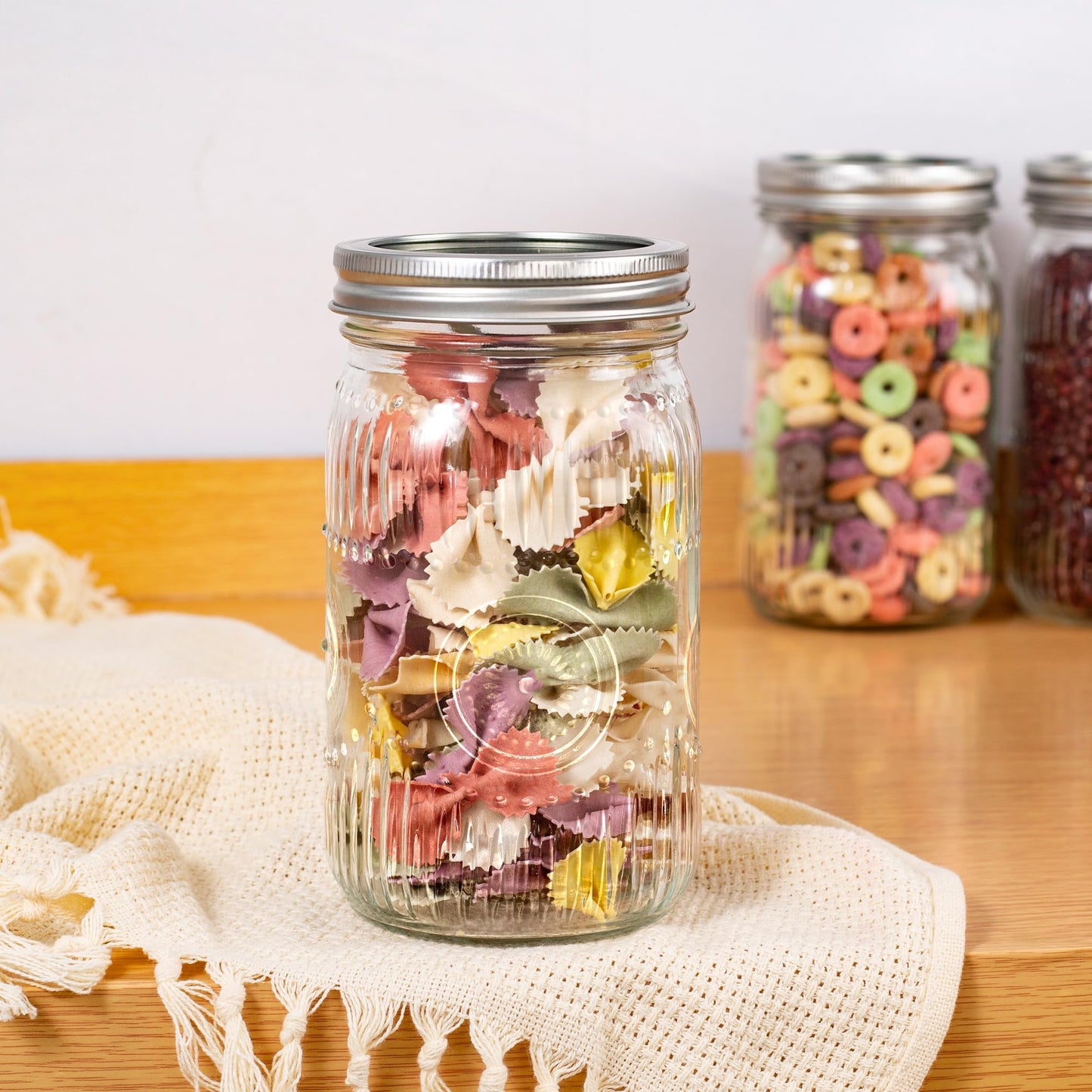 Amzcku 32oz Vintage Mason Jars with Lids, Wide Mouth Quart Canning Jar 12 Pack