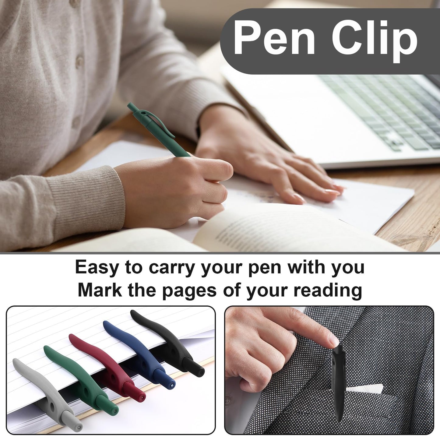 Resholder 200 Pack Black Pens Bulk Retractable No Bleed Click Black Ink Smooth Writing Ballpoint Pens for School Office Supplies, 1.0mm