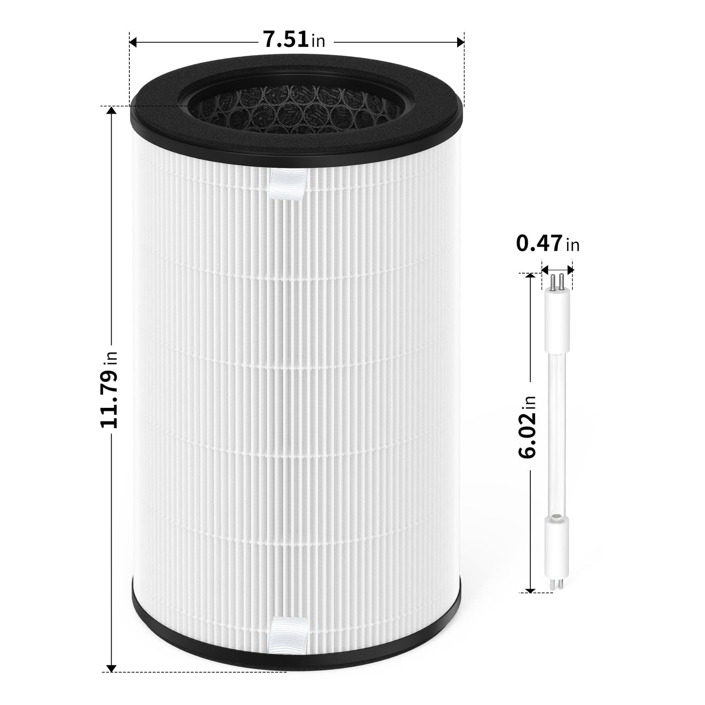 AP-T40FL Replacement Filter, Compatible with 1461901 Homedics Total Clean 5-in-1 Air Purifier, AP-T45, AP-T45WT, AP-T40, AP-T40WT, AP-T40WTAR, 2 Pack with Replacement Bulb