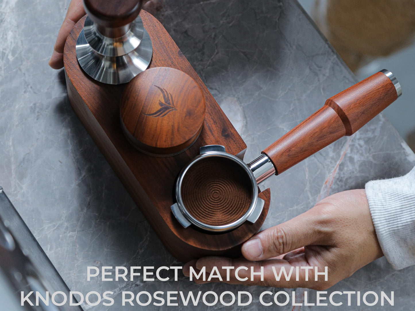 KNODOS 54mm Espresso Distribution Tool Rosewood Adjustable Stainless Steel Coffee Distributor Leveler Compatible with Breville Espresso Machine Accessories