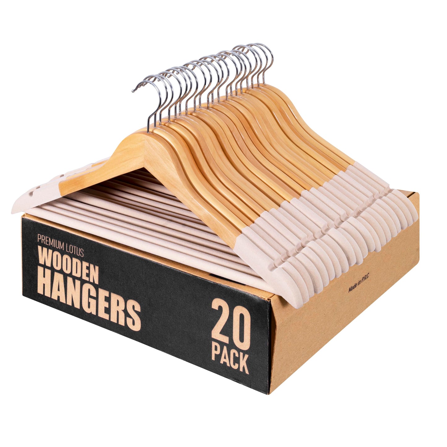 Wooden Hangers 20 Pack | Non-Slip Velvet Suit Hangers for Men | Luxury Velvet Hanger for Dresses, Coats, Jackets & Pants for Women and Men| Heavy-Duty Clothes Hanger - Beige – SAMSARC