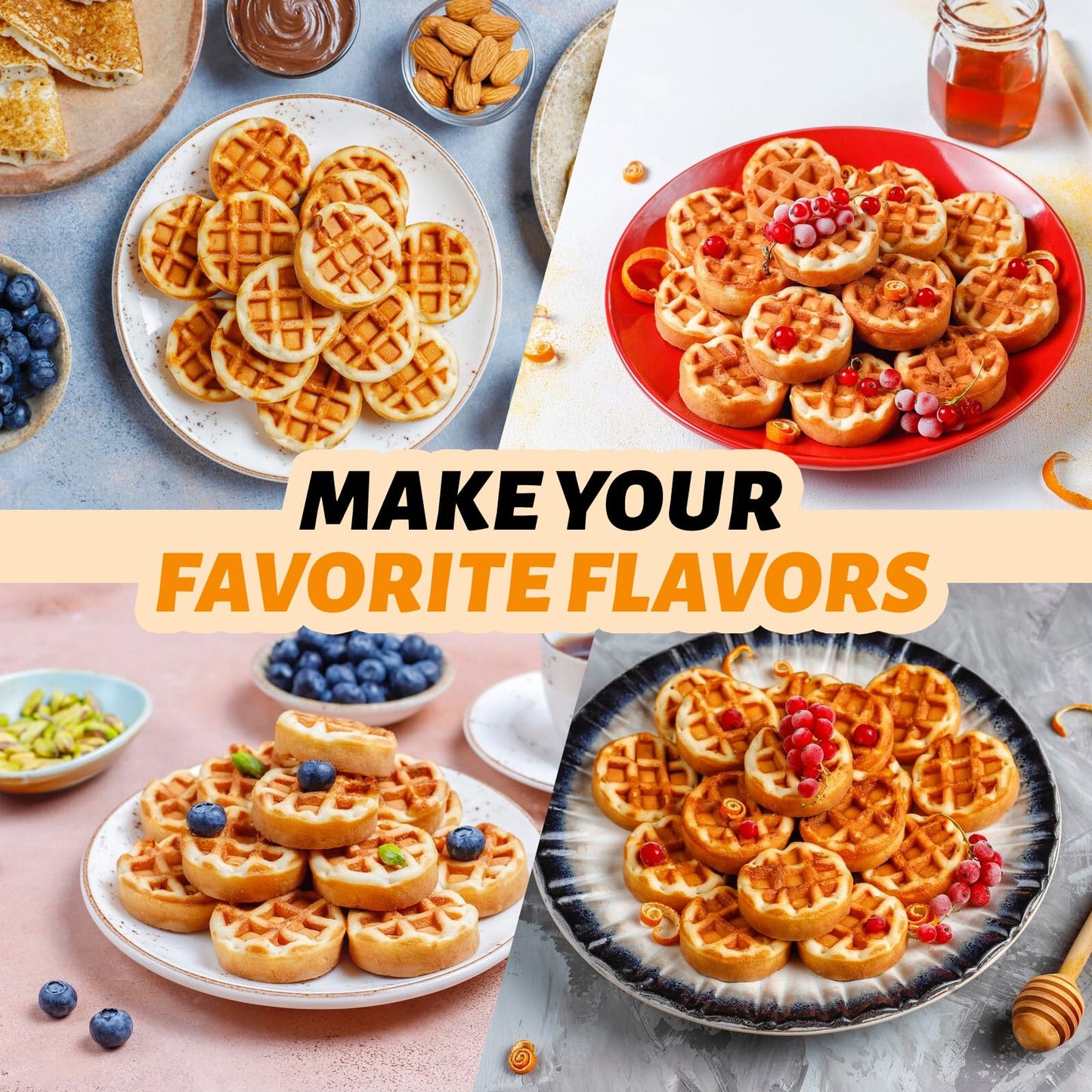 Waffle Maker, Mini Waffle Maker Machine Nonstick with Quick Heat-Up Make 8 pcs Waffles,Waffle Maker for Kids, Suitable for Good Breakfast Snack Dessert