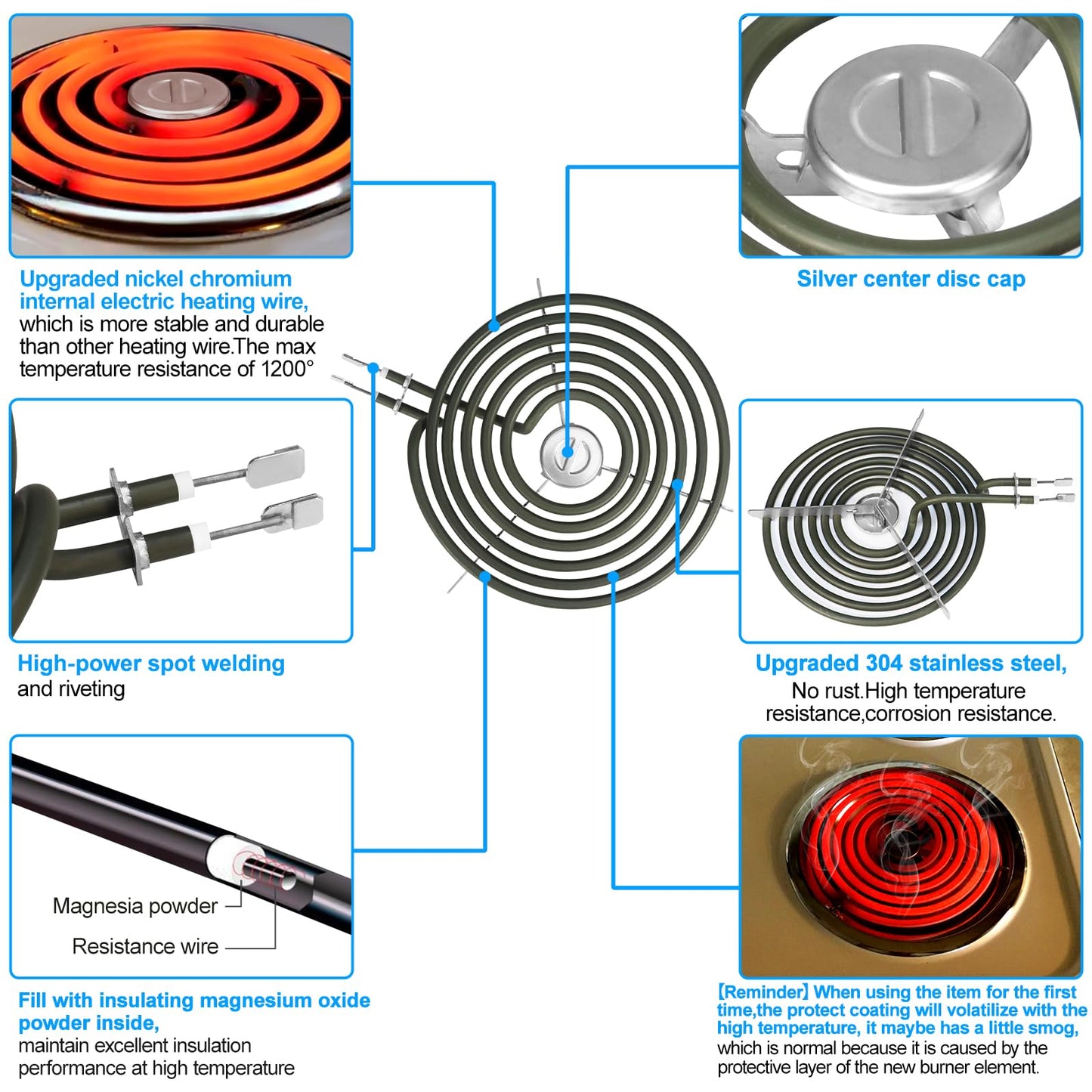 Upgraded WB30M1 WB30M2 Electric Stove Burners Replacement for GE Hotpoint Stove Element,Electric Range Burner Stove Coil for GE Stove Burner Replacement Parts,for GE Stove Top Element Burner (4 Pack)