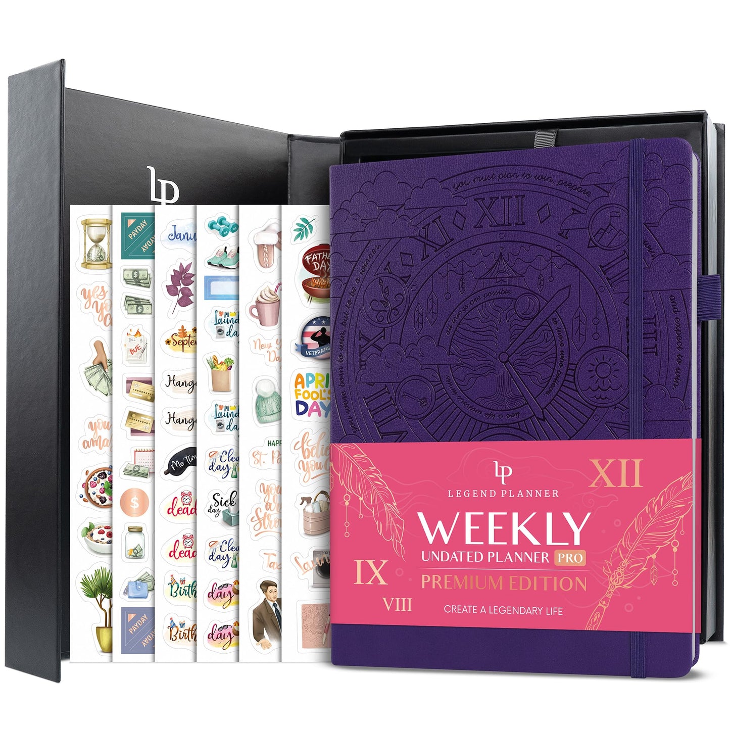 Legend Planner PRO Premium – Large Undated Weekly, Monthly & Budget Planner with Habit Tracker – Life Organizer for Time & Task Management, Goal Setting & Productivity – A4 size (Purple)