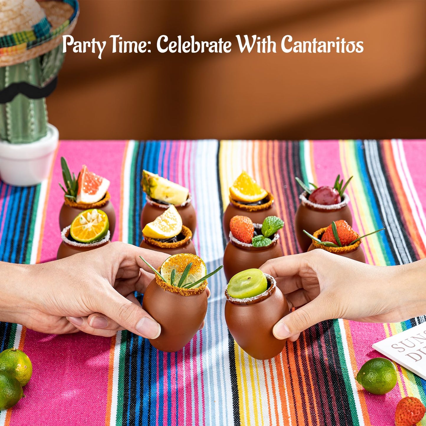 SUN GKOTTA 24Psc 2oz/60ml Cantaritos De Barro Mexicanos,Mini Jarritos De Barro Mexicanos Pottery Cocktail Glasses,Mexican Shot Glasses Taco Tuesday Cups For Celebration,Tequila,Margaritas