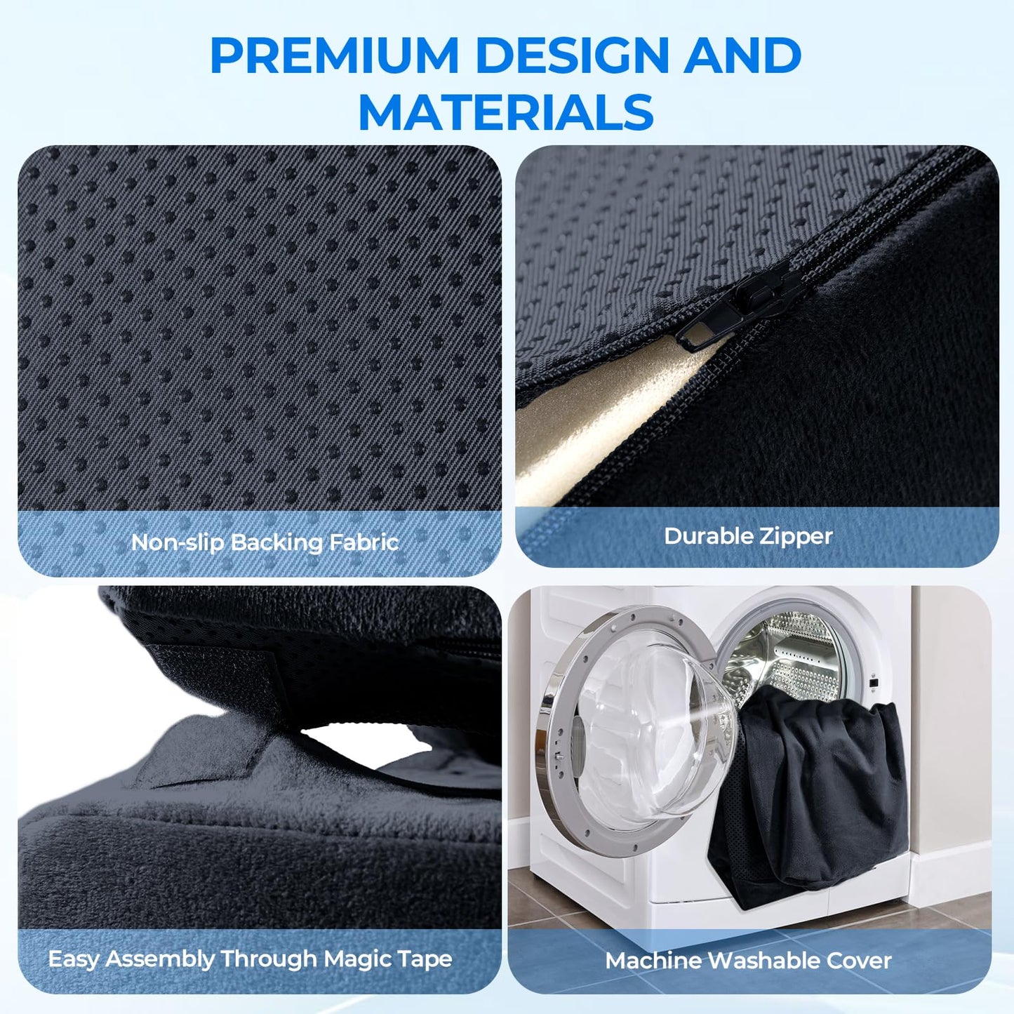 3-Level Adjustable Foot Rest for Under Desk at Work, Ergonomic High-Density Foam Footstool with Crystal Velvet Washable Cover for Office/Home/Game (Black, 17x11.2x17 Inch)