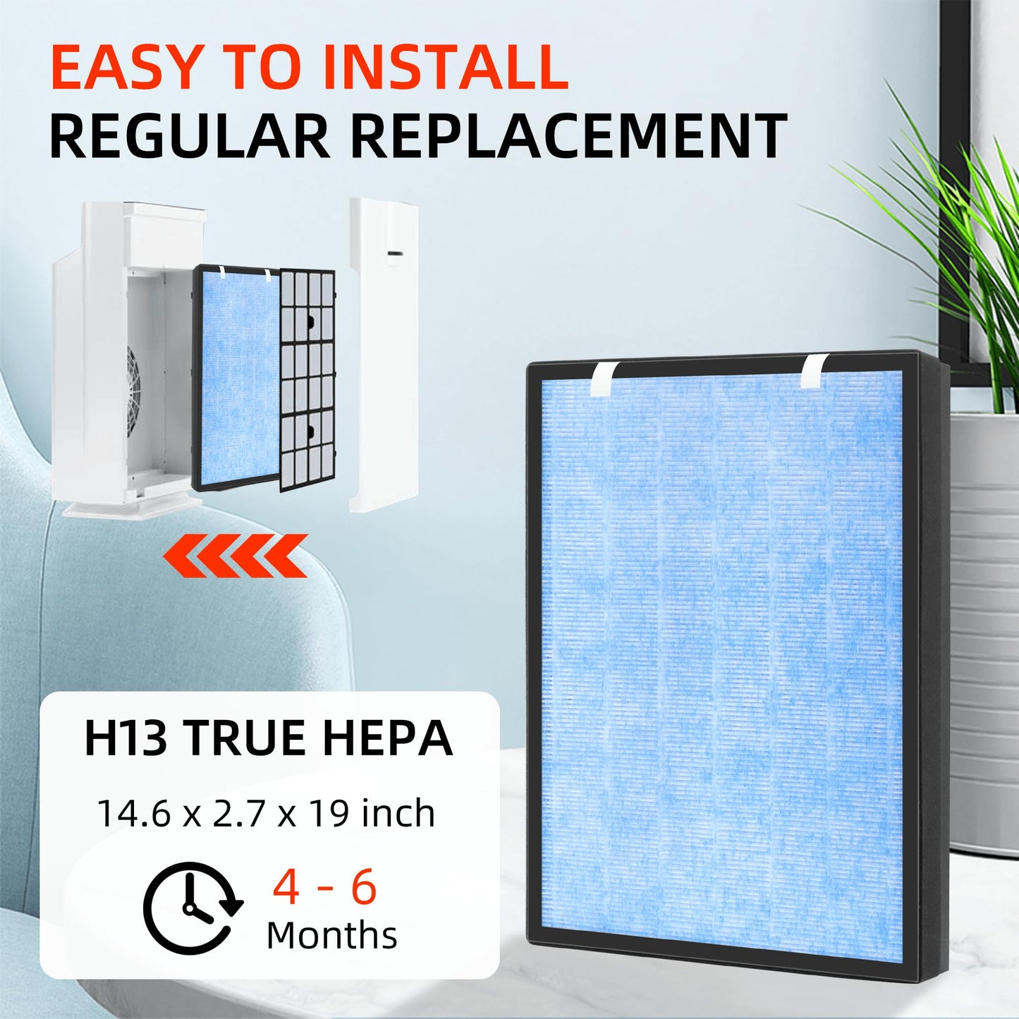 APPLIANCEMATES HSP002 Replacement Filter for Hathaspace Air Purifier HSP002, 4-in-1 Efficient Filter, 1-Pack