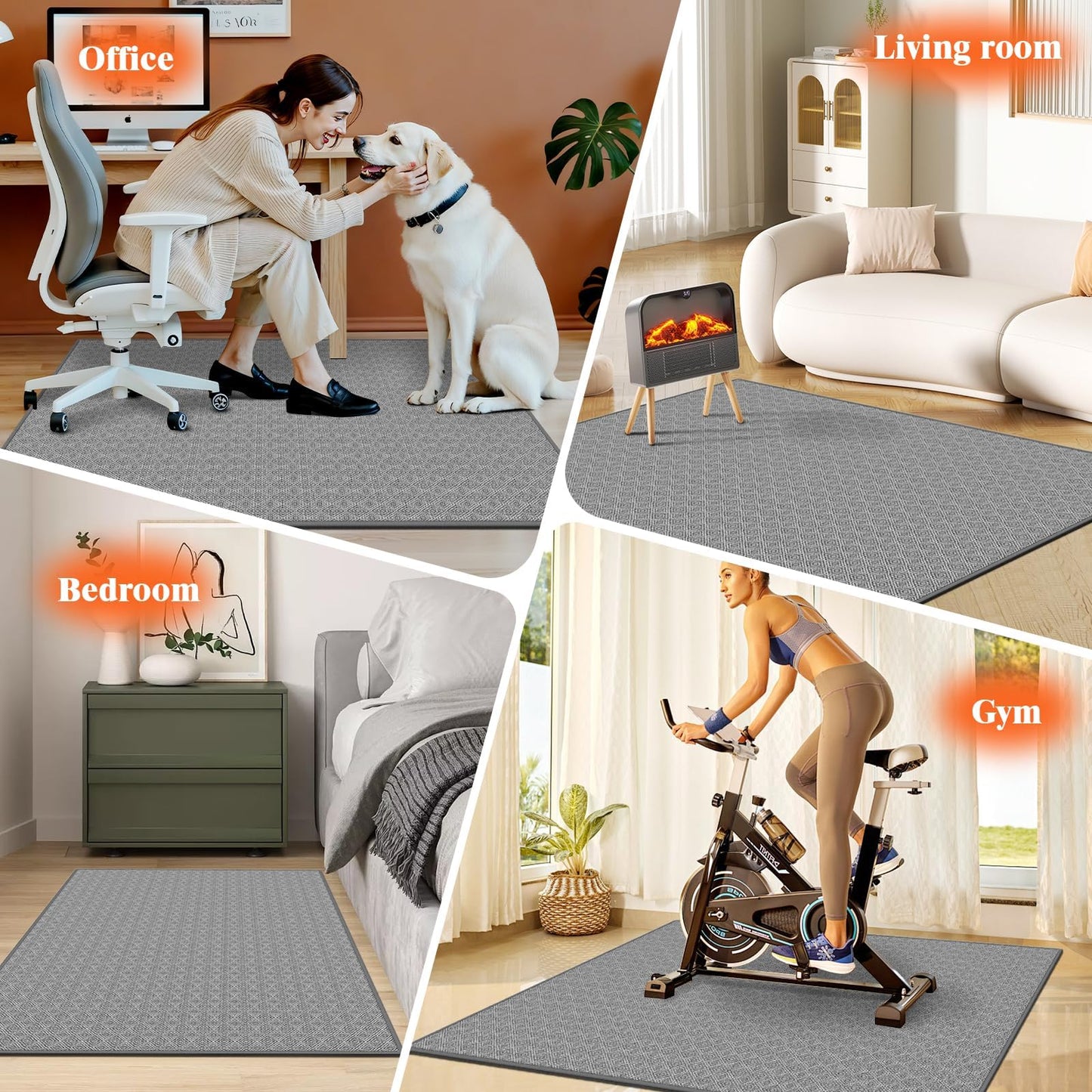 KMAT Office Chair Mat, 47x47in Heavy Duty Hardwood/Tile Floor Protector, Floor Mat Computer Desk Mat for Rolling Chairs, Work, Study, Office, Grey