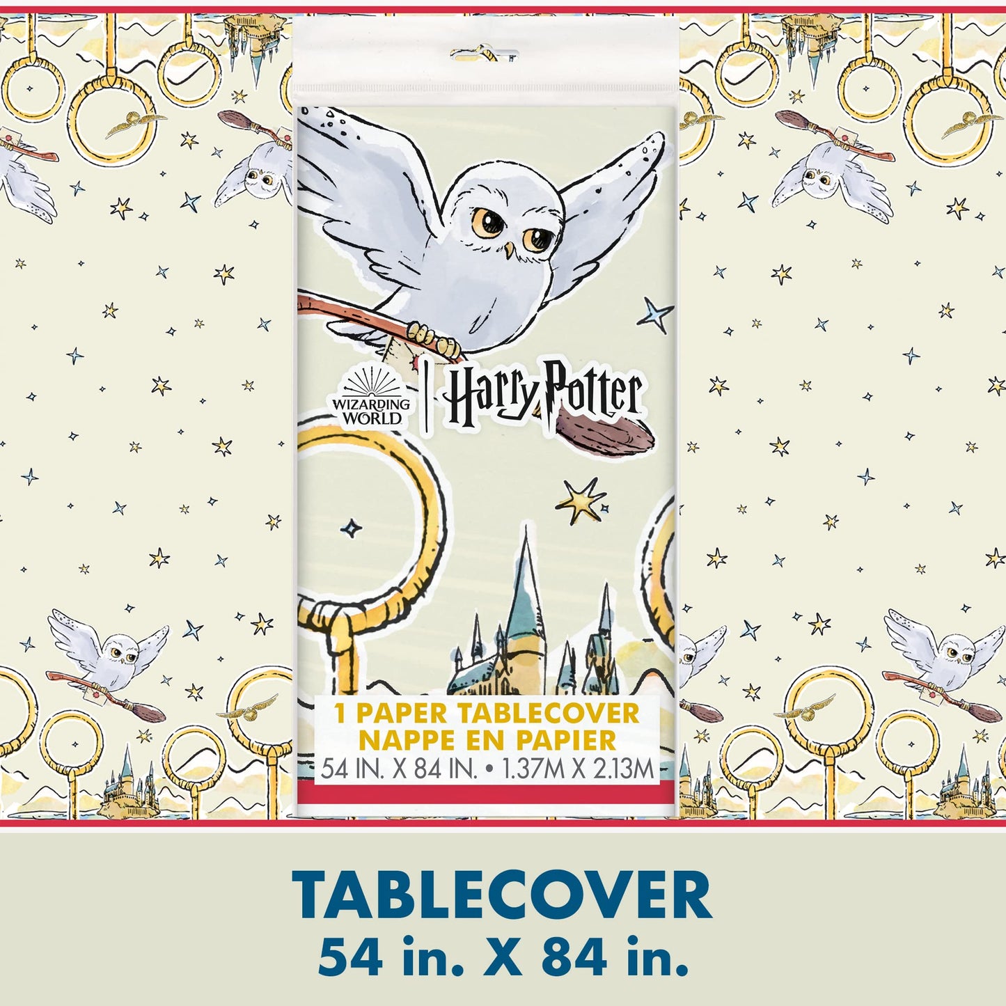 Harry Potter Birthday Decorations | Harry Potter Party Decorations | Serves 16 Guests | Table Cover, Banner, Dinner and Cake Plates, Napkins, Cups, Candles, Button | Officially Licensed