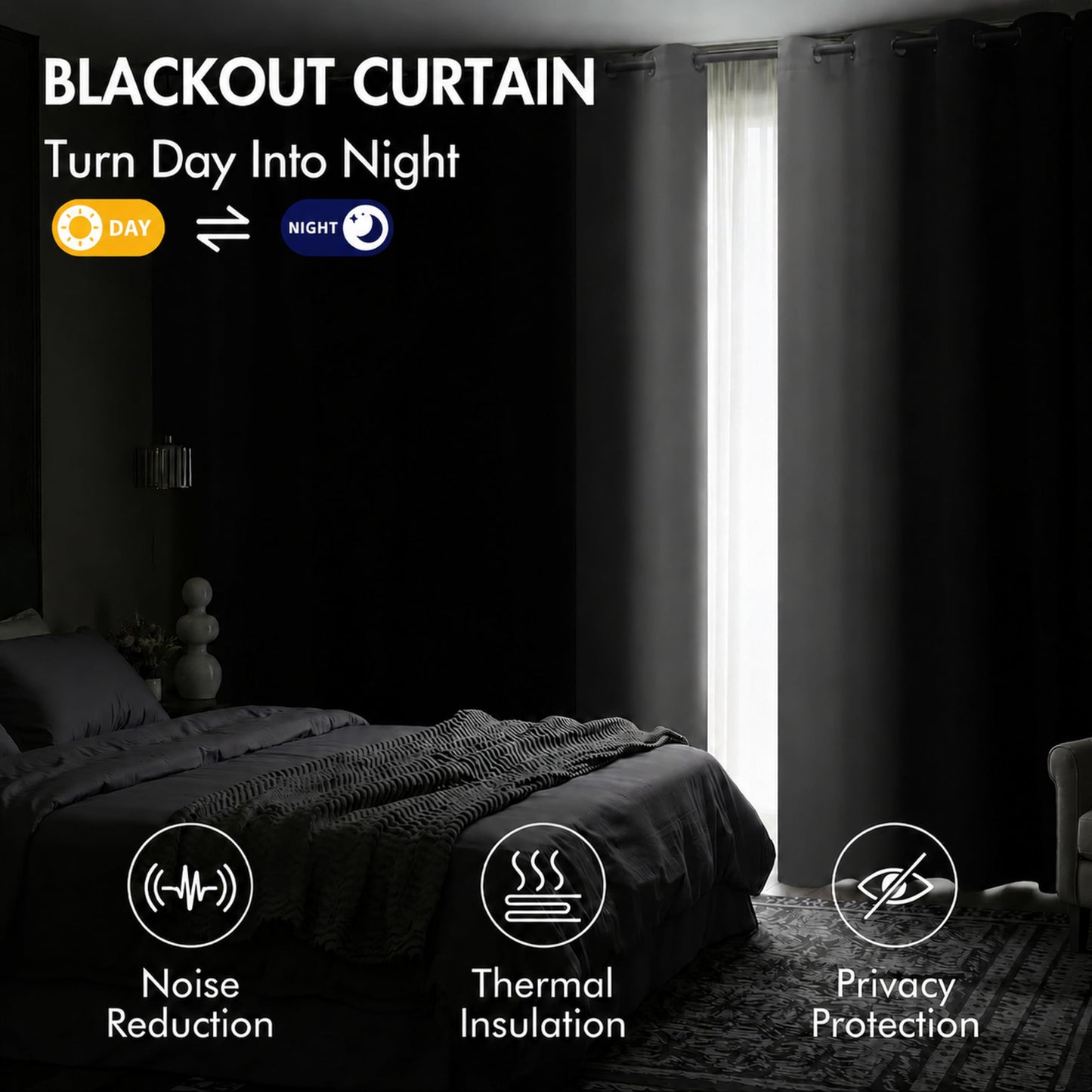 MIULEE Navy Blue and Greyish White Ombre Blackout Curtains, Full Room Darkening Thermal Insulated 84 Inches Long Drapes for Bedroom/Living Room Grommet Window Treatments Modern 52Wx84L, Set of 2