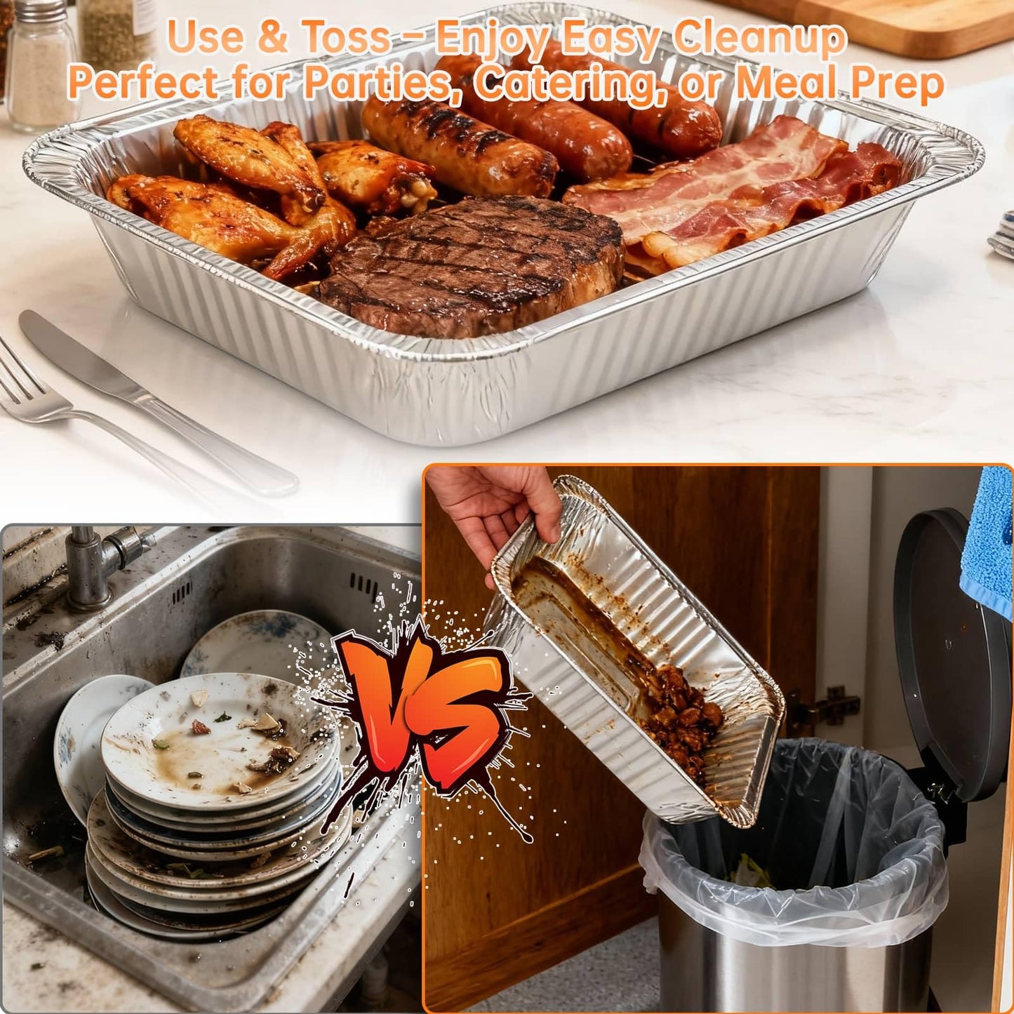40 Pack Aluminum Pans with Lids,20 Large 9x13" Aluminum Pans Disposable (10 Thick Large Lids) & 20 Medium 8.5x6" Foil Pans (20 Foil Covers), Aluminum Trays with Lids for Baking, Meal Prep, Takeout
