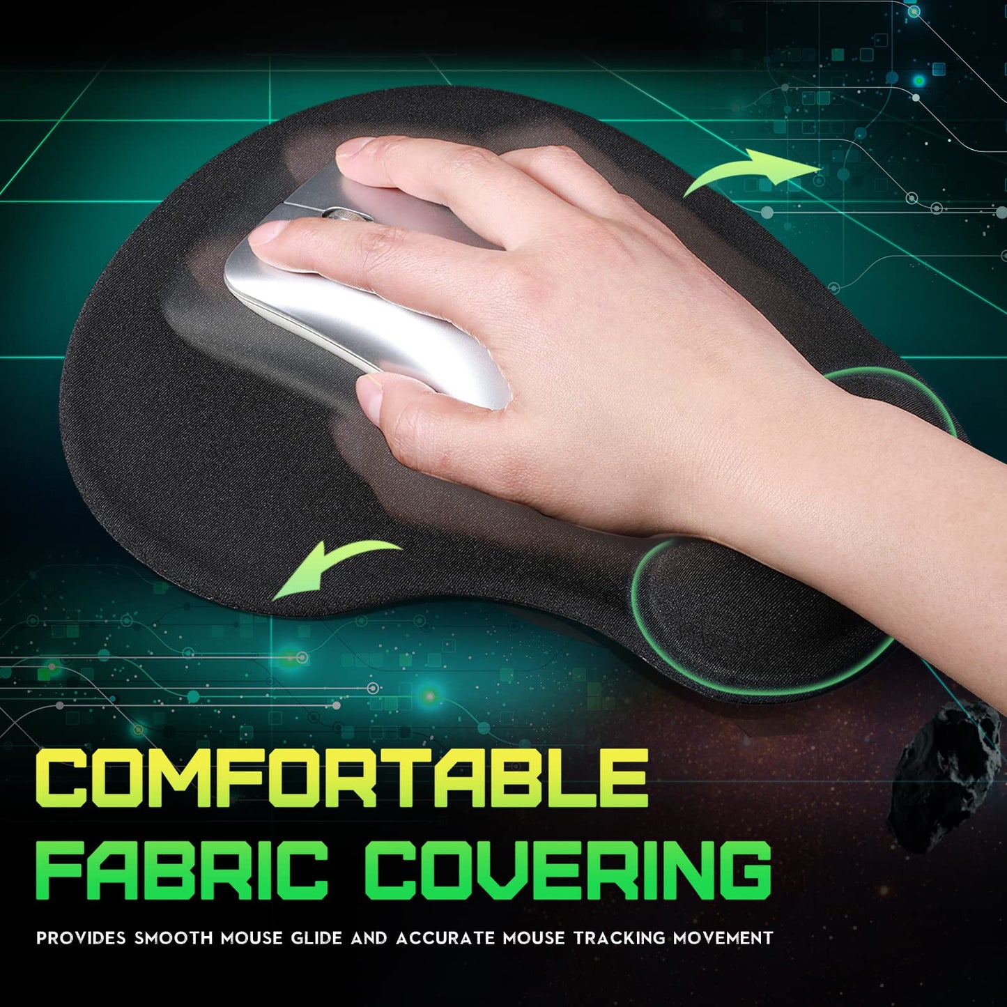 20 Pieces Ergonomic Mouse Pad with Wrist Support Gel Mouse Pad with Wrist Rest Black Pain Relief Comfortable Gaming Memory Foam Non Slip PU Base for Computer Laptop Home Office Travel