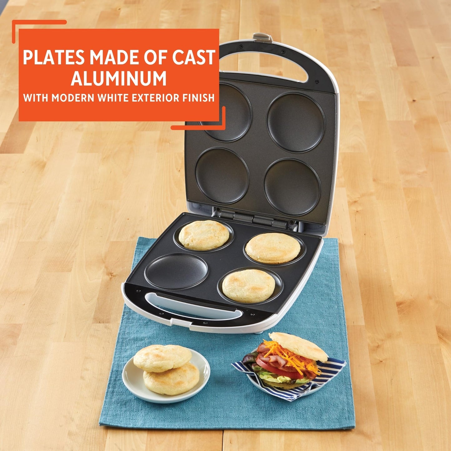 Imusa USA GAU-80300 4 Slot Electric Arepa Maker with Nonstick Surface (1,200-Watts), White