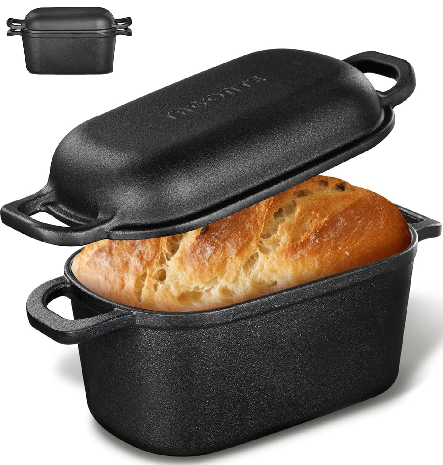 YAGONTE 4.6 Quart Oval Dutch Oven for Bread Baking, Bread Dutch Oven for Sourdough, Cast Iron Bread Pan with Lid for Homemade Bread