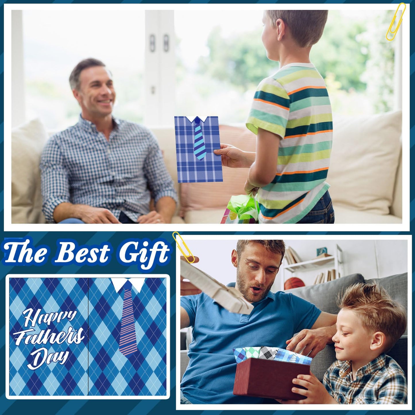 Nezyo 200 Set Father's Day Cards with Envelopes Stickers Bulk, Assorted Father's Day Greeting Card for Dad Stepdad Grandpa Gift, Includes 200 Cards, 200 Stickers, and 200 Envelopes, Paper Material