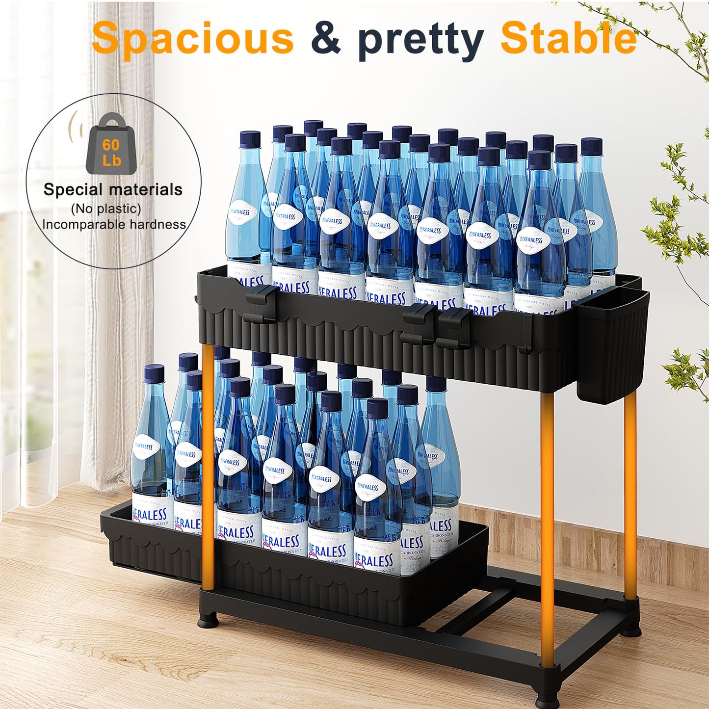 Sevenblue 3 Pack Under Sink Organizers, 2-Tier Multi-Use Kitchen and Bathroom Organizers and Storage with Sliding Drawers, Bathroom Cabinet Organizer (Black, 14.8 Inch)