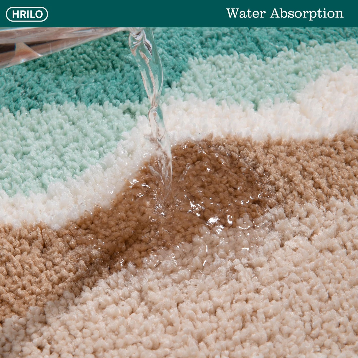 HRILO Microfiber Bathroom Rugs, Absorbent Soft Shaggy Carpet Floor Mats for Shower Tub Sink Toilet, Non-Slip Plush Carpet Floor Mats for Living Room Bedroom Kitchen ，Green，32 X 20 Inches