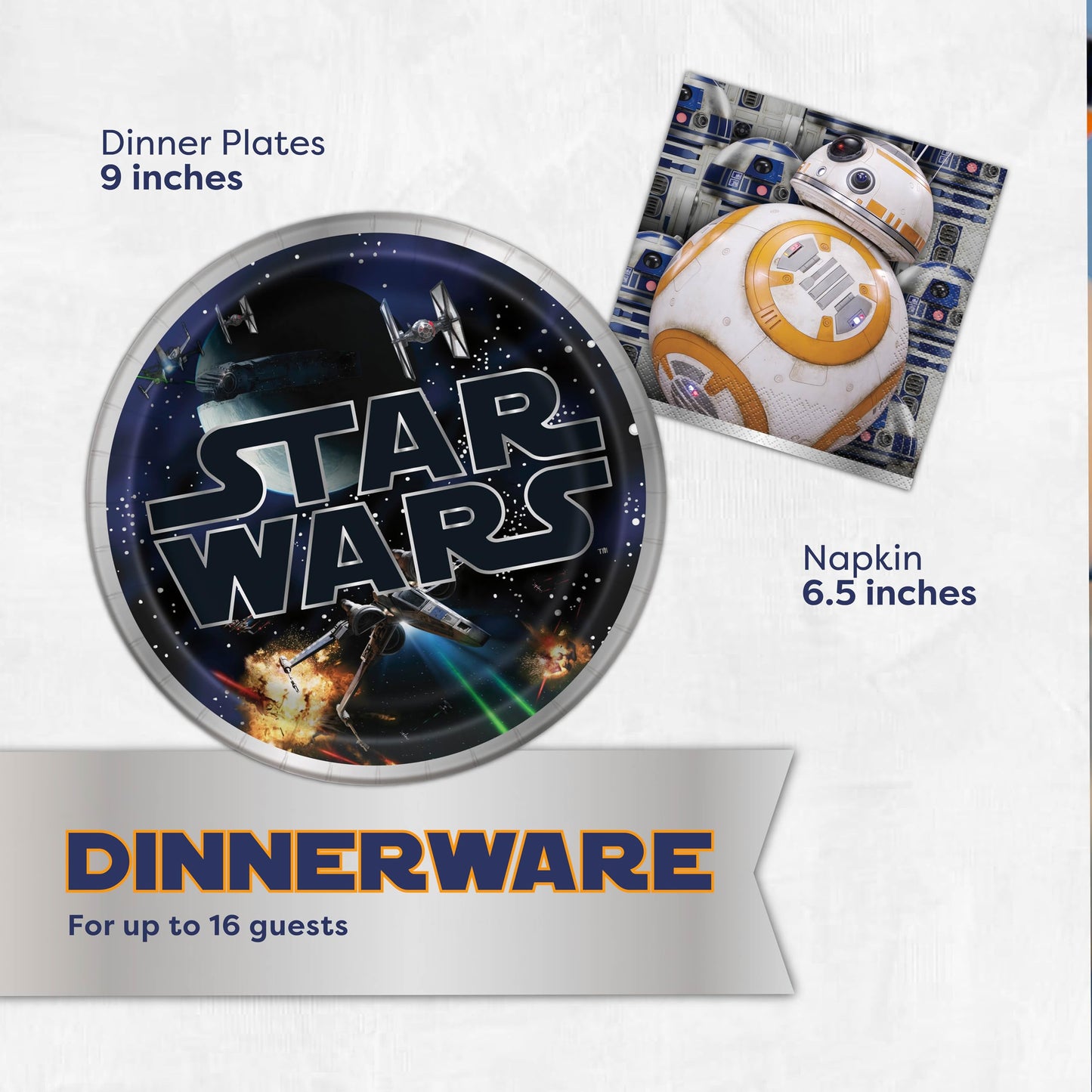 Star Wars Birthday Decorations | Serves 16 | Banner, Tablecloth, Plates, Napkins, Sticker | Star Wars Party Decorations