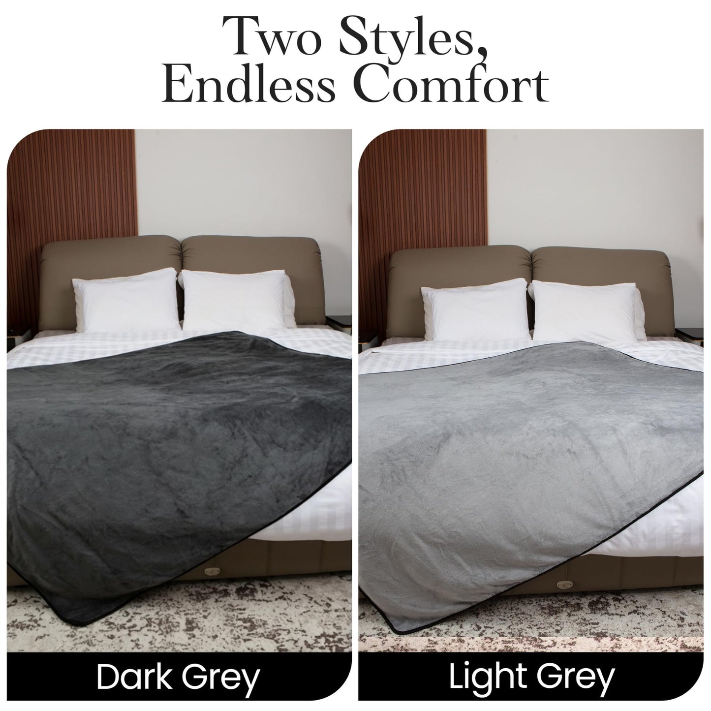 CREW FLX Waterproof Blanket for Bed (80"x60" Queen Size) Reversible Plush Fleece, Moisture Absorbent TPU Layer Stain Proof Couch Bed Mattress Water Proof Cover Light/Dark Gray