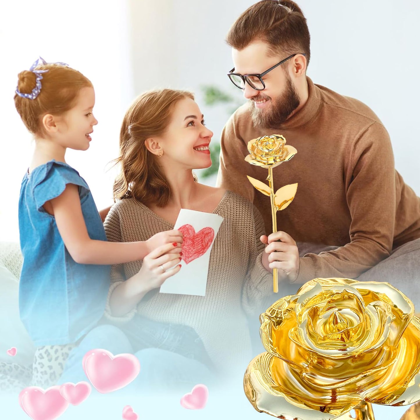 Sinvitron Gold Dipped Rose Real 24K Gold Rose, Hand Dipped One of a Kind Golden Roses, Romantic Gifts for Women on Valentines Day, Anniversary Mother’s Day (Golden)