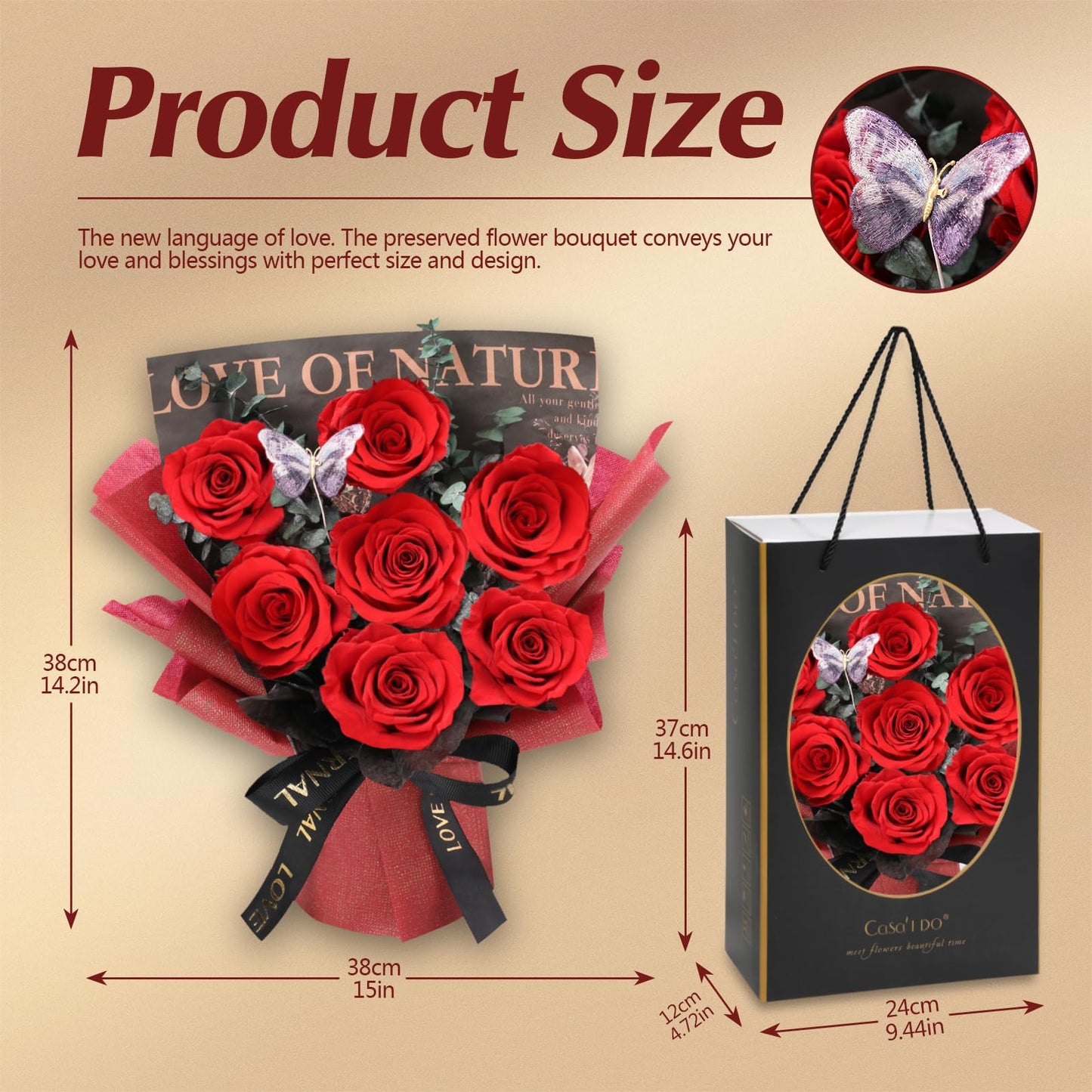 Casaido Preserved Flowers for Delivery, 7 Red Roses Bouquet, Mothers Day Rose Gifts for Women, Valentines Rose Gifts for Mom Wife Girlfriend, Forever Real Flowers for Christmas Birthday Anniversary