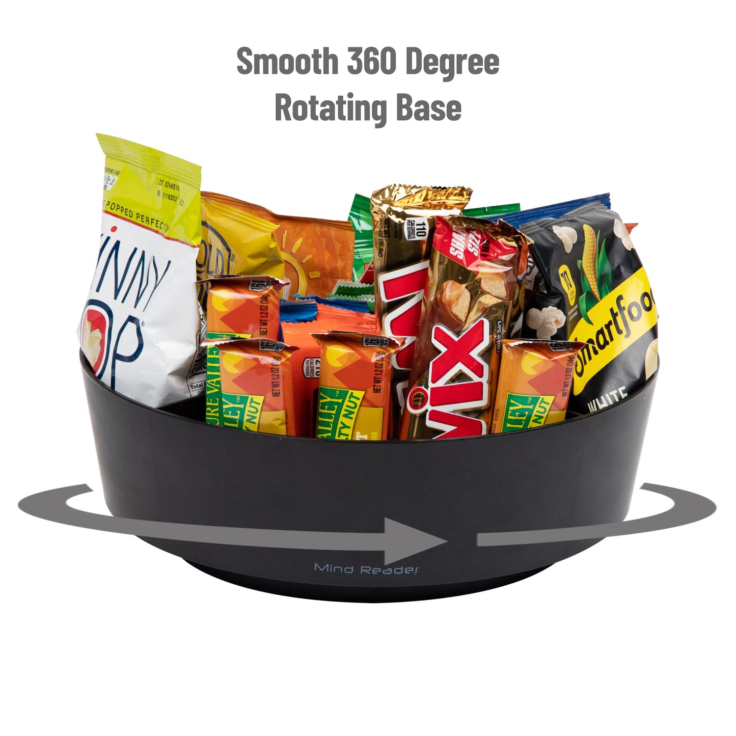 Mind Reader Snack Carousel, Countertop Organizer, Snack Tray, Condiment Holder, Breakroom, Kitchen, Black