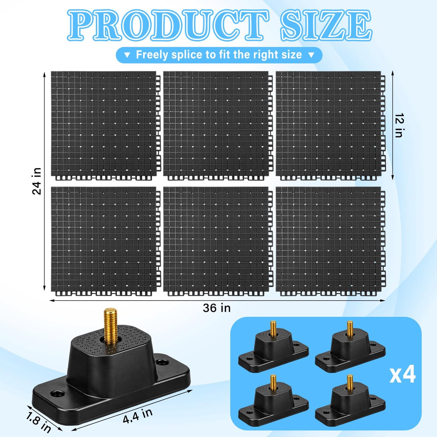 Klyyo Clyro 6 Pcs 2 in 1 Anti Mini Split Pad Condenser Pad with 4 Pcs Stand Vibration 36" x 24" Ac with 1.57" h Stand Moisture-Proof Plastic for Ac Heat Pump System Condenser Units Heat Pump
