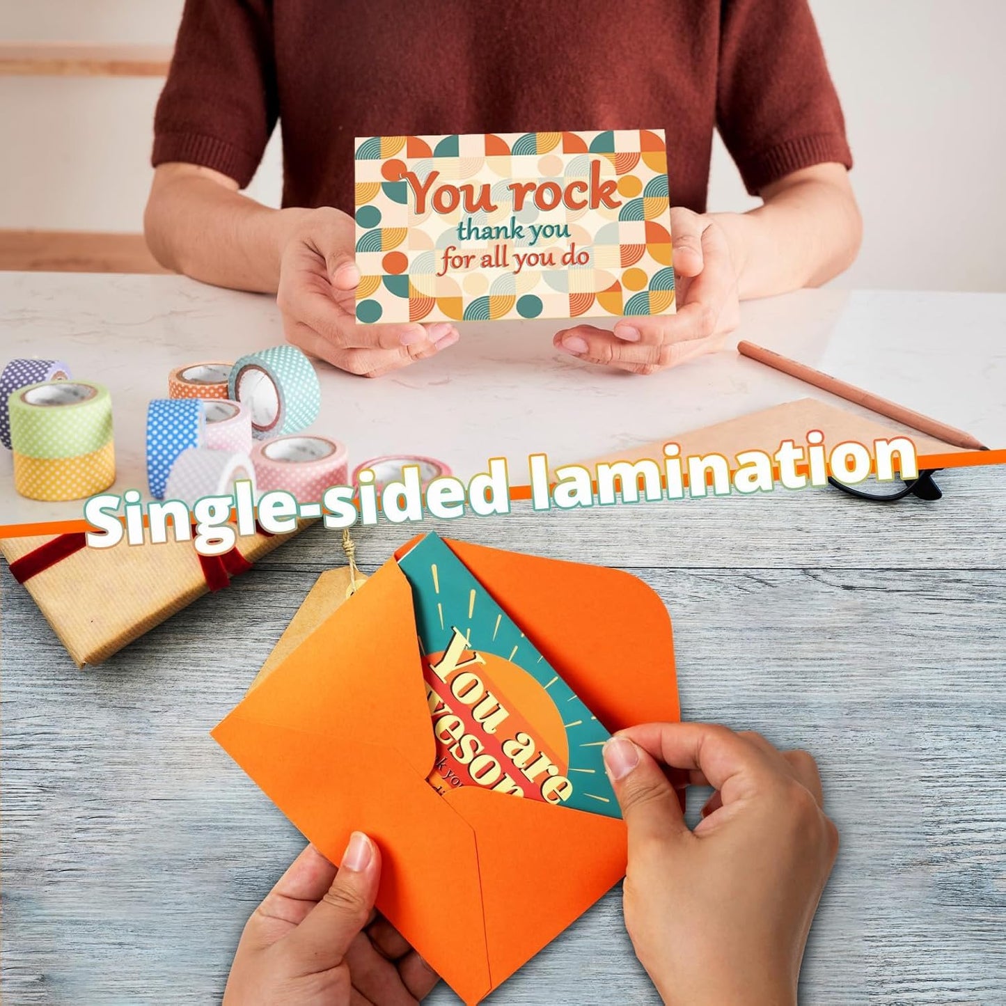 GRADESIN 96 Pack Employee Appreciation Thank you Cards for Coworkers with Envelopes & Stickers 4" x 6" Staff Appreciation Cards Gifts for Work Anniversary, 6 Designs